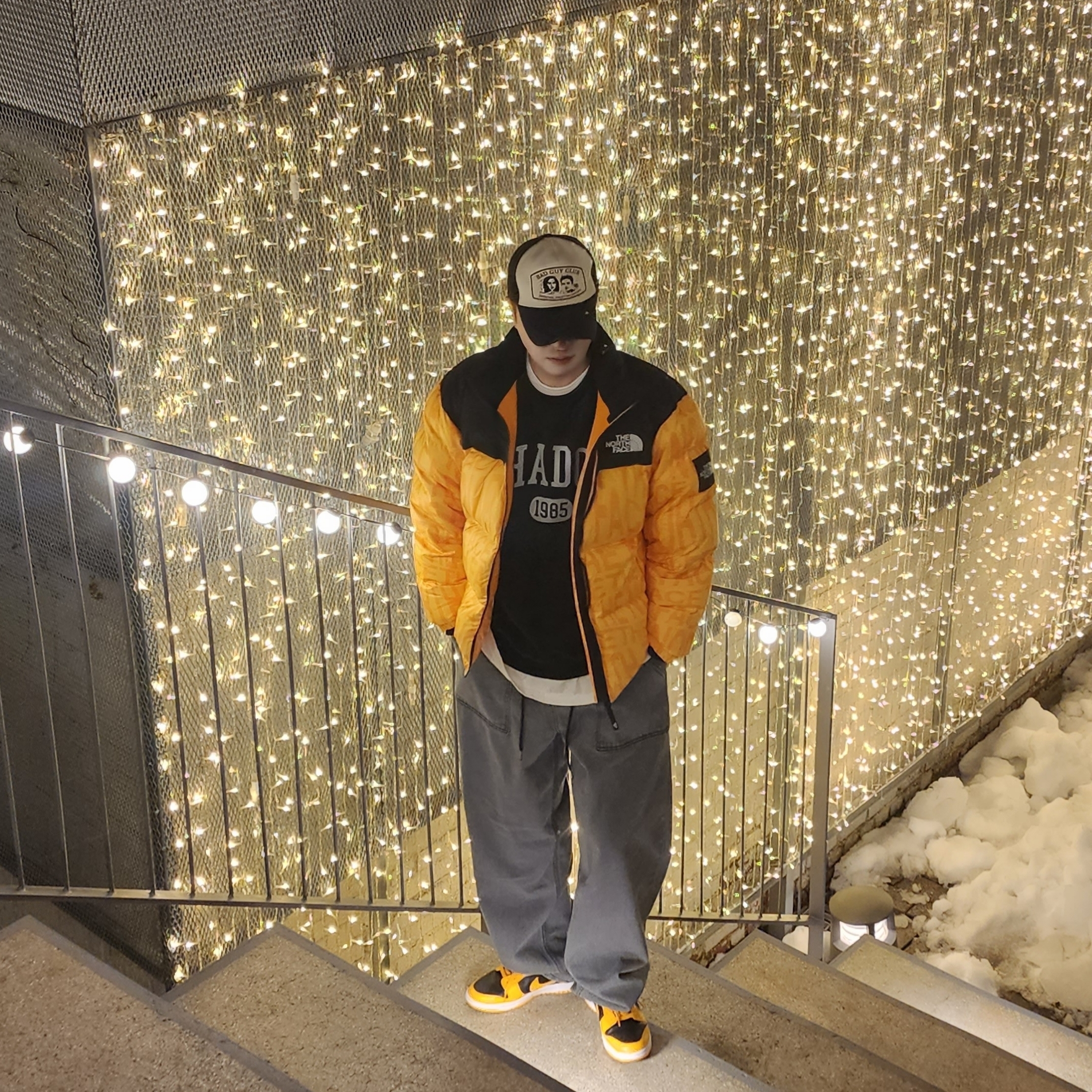 The North Face White Label Novelty Nuptse Down Jacket P Yellow, Nike Dunk Low Retro Championship Goldenrod 착용 스타일 - 4