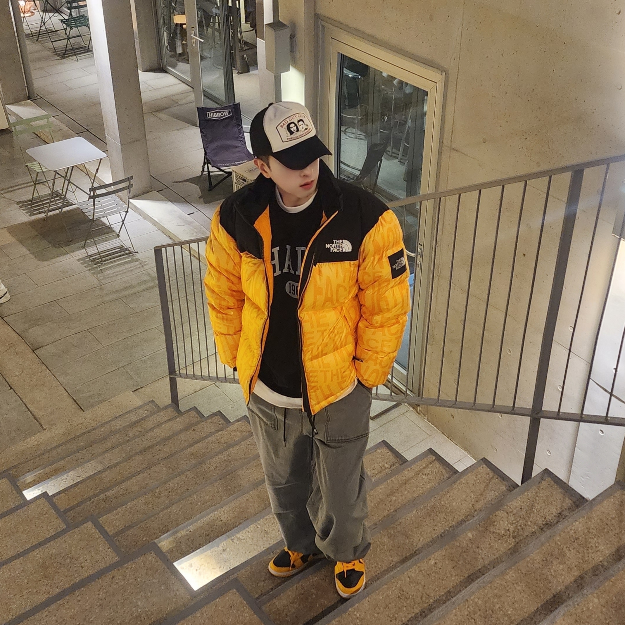 The North Face White Label Novelty Nuptse Down Jacket P Yellow, Nike Dunk Low Retro Championship Goldenrod 착용 스타일 - 5