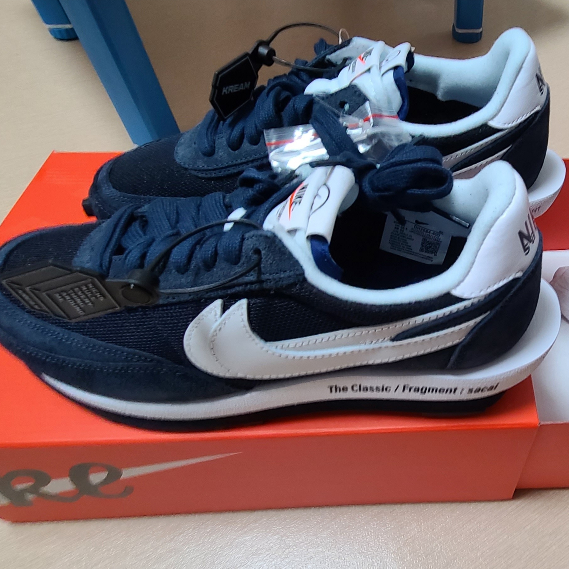 Nike x Sacai x Fragment LDWaffle Blackened Blue 착용 스타일 - 2