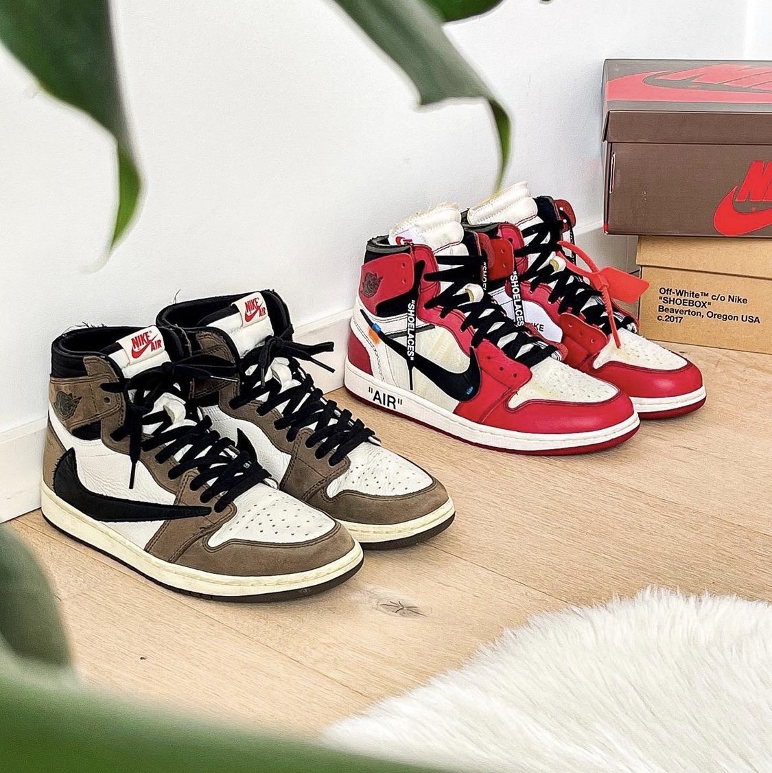 Jordan 1 x Travis Scott Retro High OG SP Mocha, Jordan 1 x Off-White Retro High Chicago The Ten 착용 스타일
