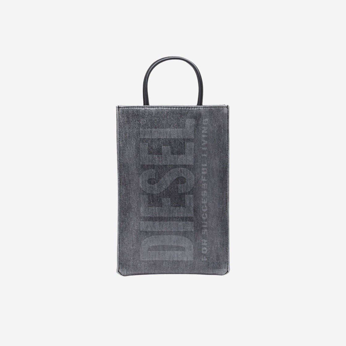 Diesel DSL Medium Shopper Bag in Coated Marbled Denim Black 상세 이미지 1