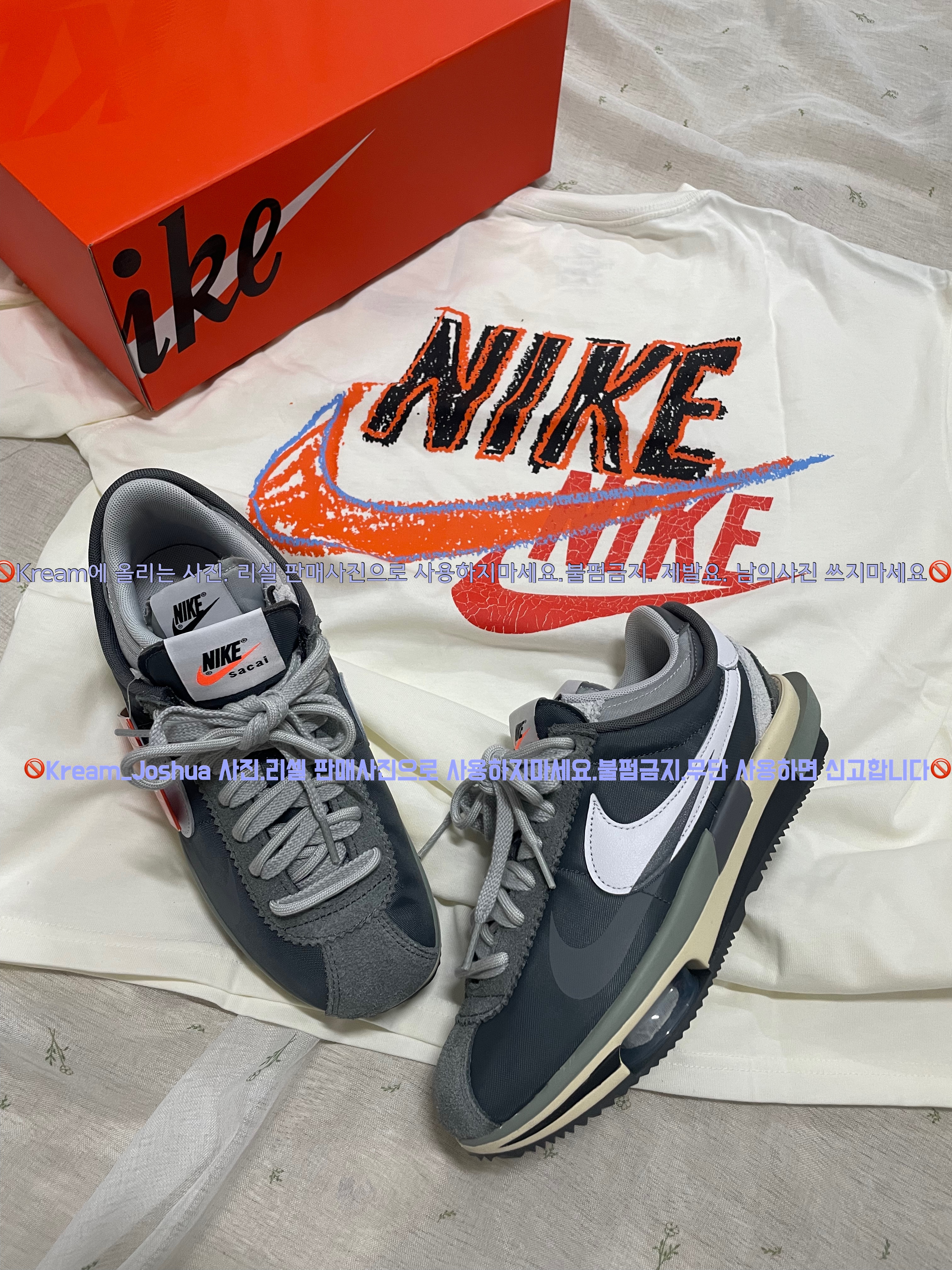 Nike x Sacai Zoom Cortez SP Iron Grey, Nike M NRG Dunk '85 T-Shirt Sail - US/EU 착용 스타일 - 1