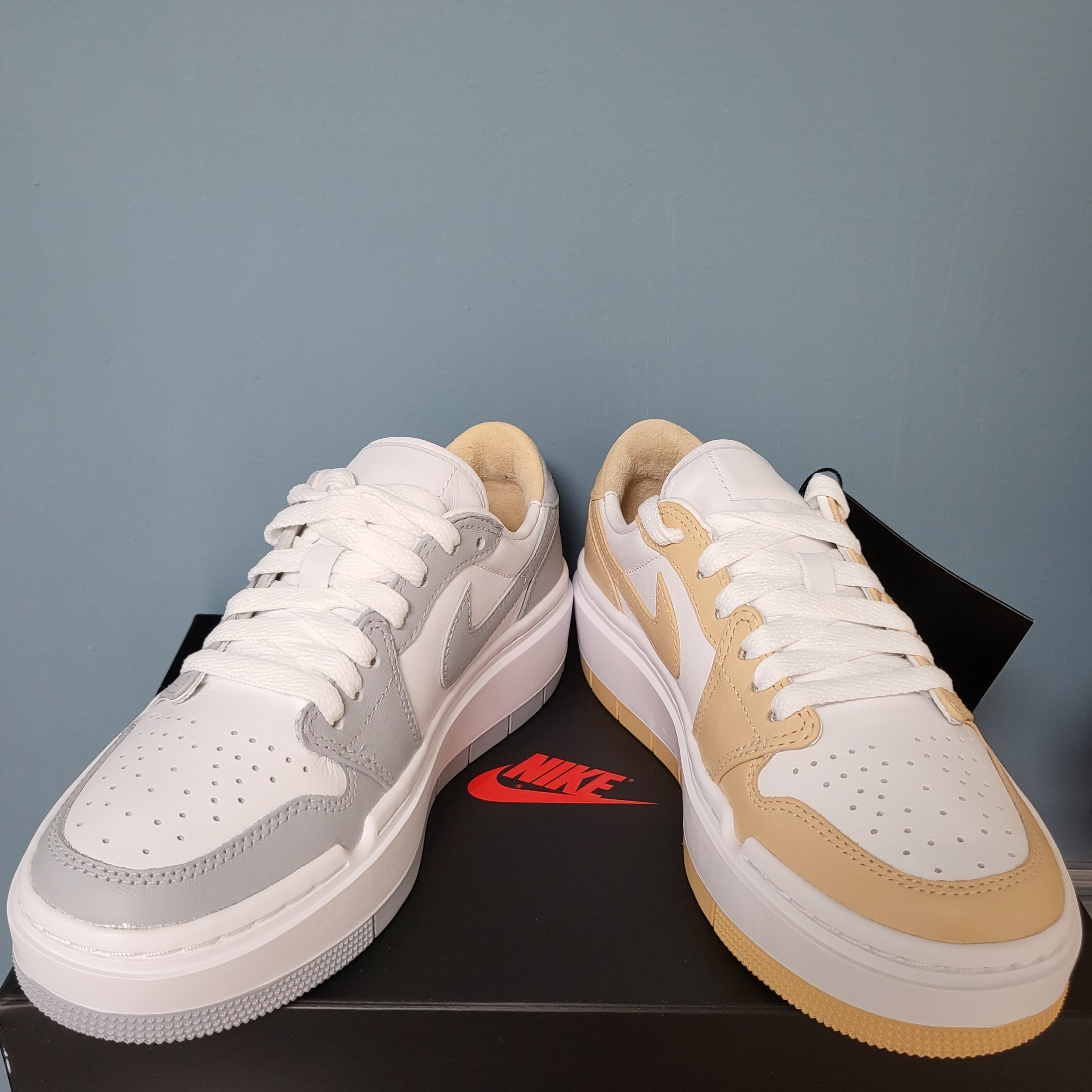 (W) Jordan 1 Elevate Low White and Wolf Grey, (W) Jordan 1 Elevate Low White Onyx 착용 스타일