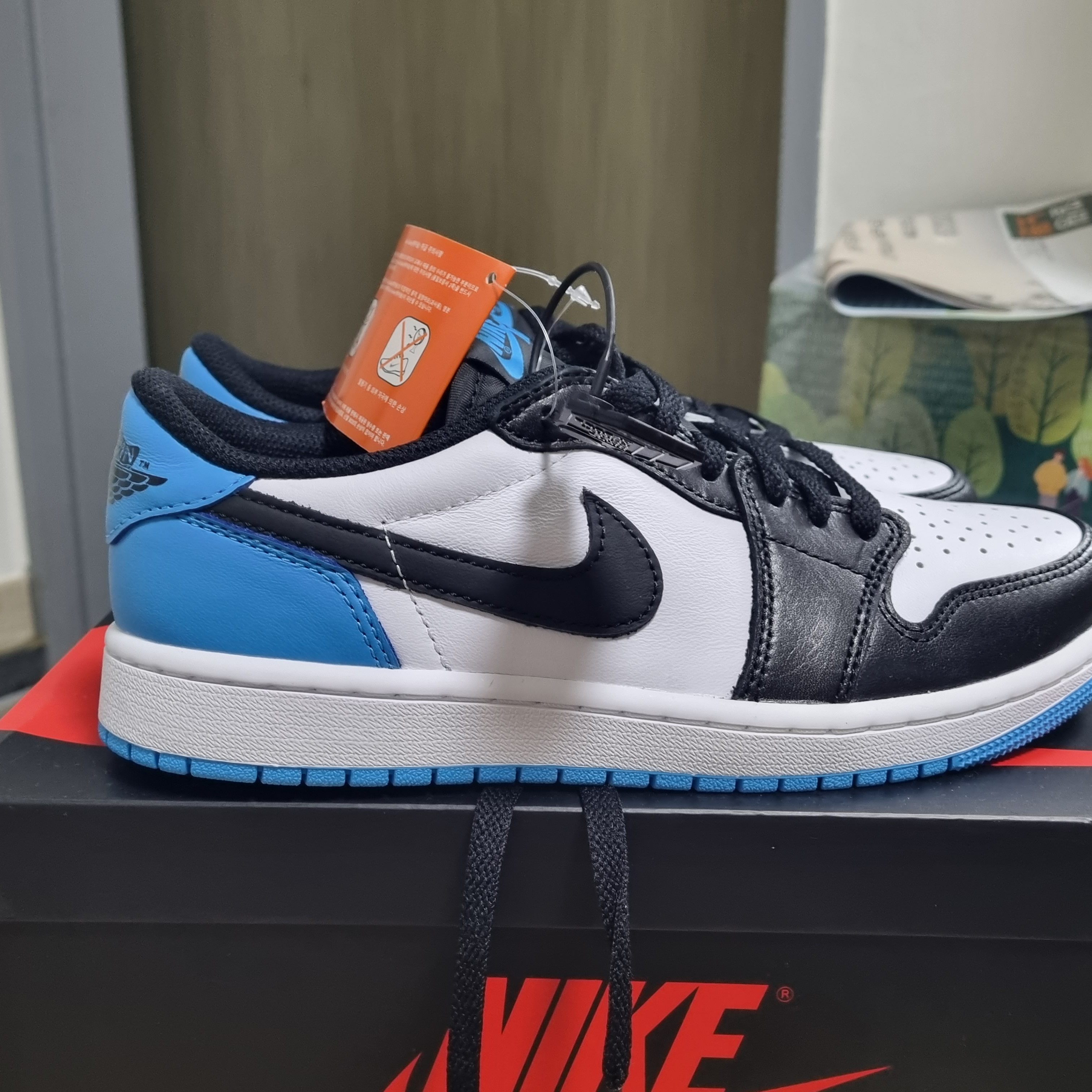 Jordan 1 Retro Low OG Black and Dark Powder Blue 착용 스타일 - 3