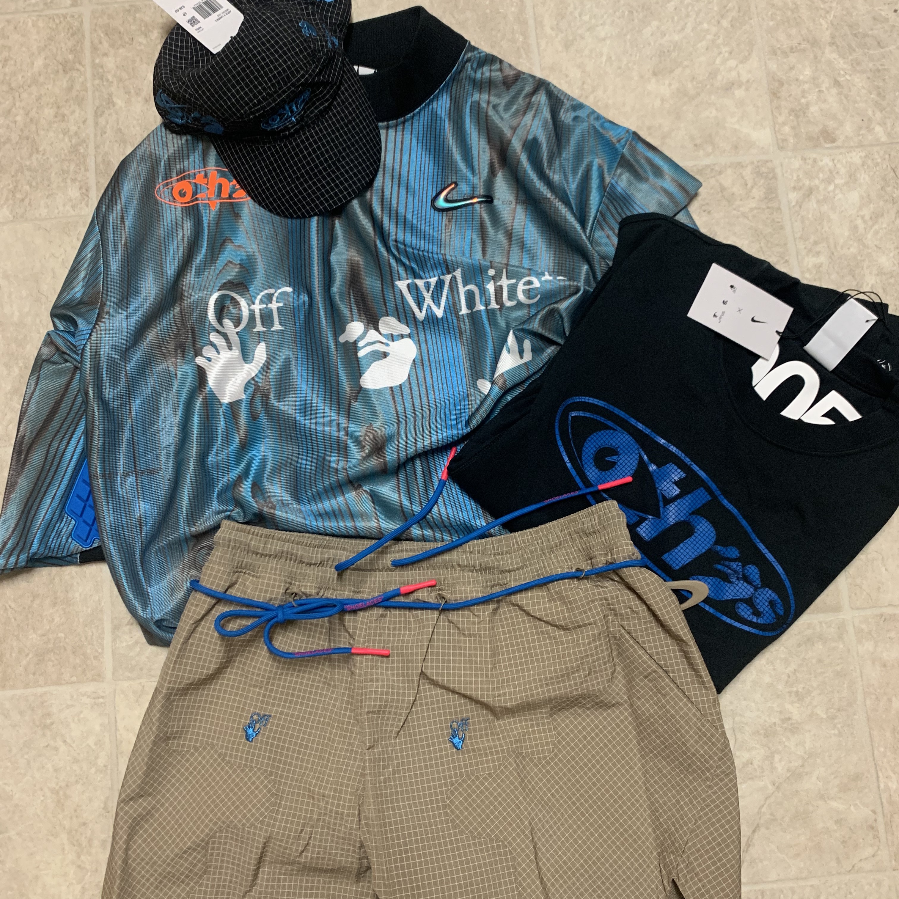 Nike x Off-White NRG Jersey Imperial Blue - Asia, Nike x Off-White NRG Hat Black 착용 스타일
