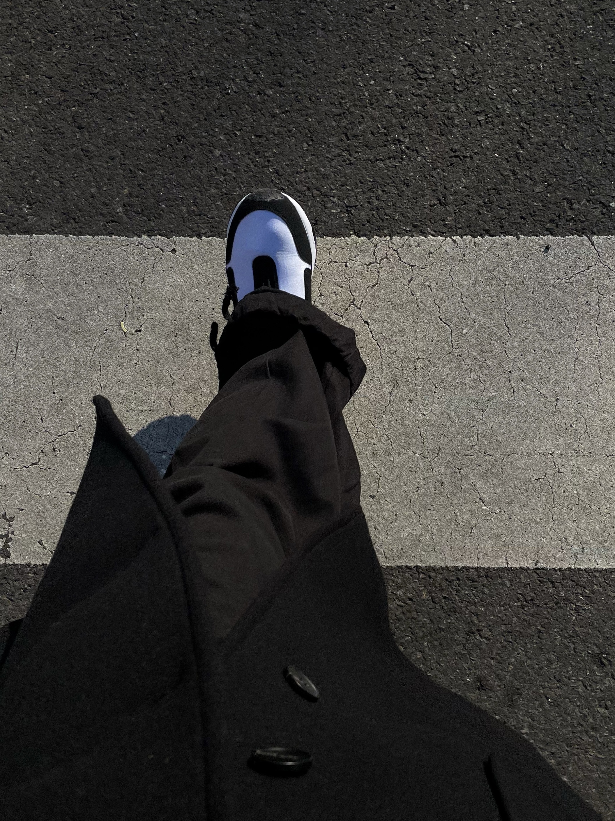 Nike x Comme des Garcons Homme Plus Air Max Sunder SP White Black, Undermycar Majanne Multi Button Oversized Wool Coat Black Oyster - 21FW 착용 스타일