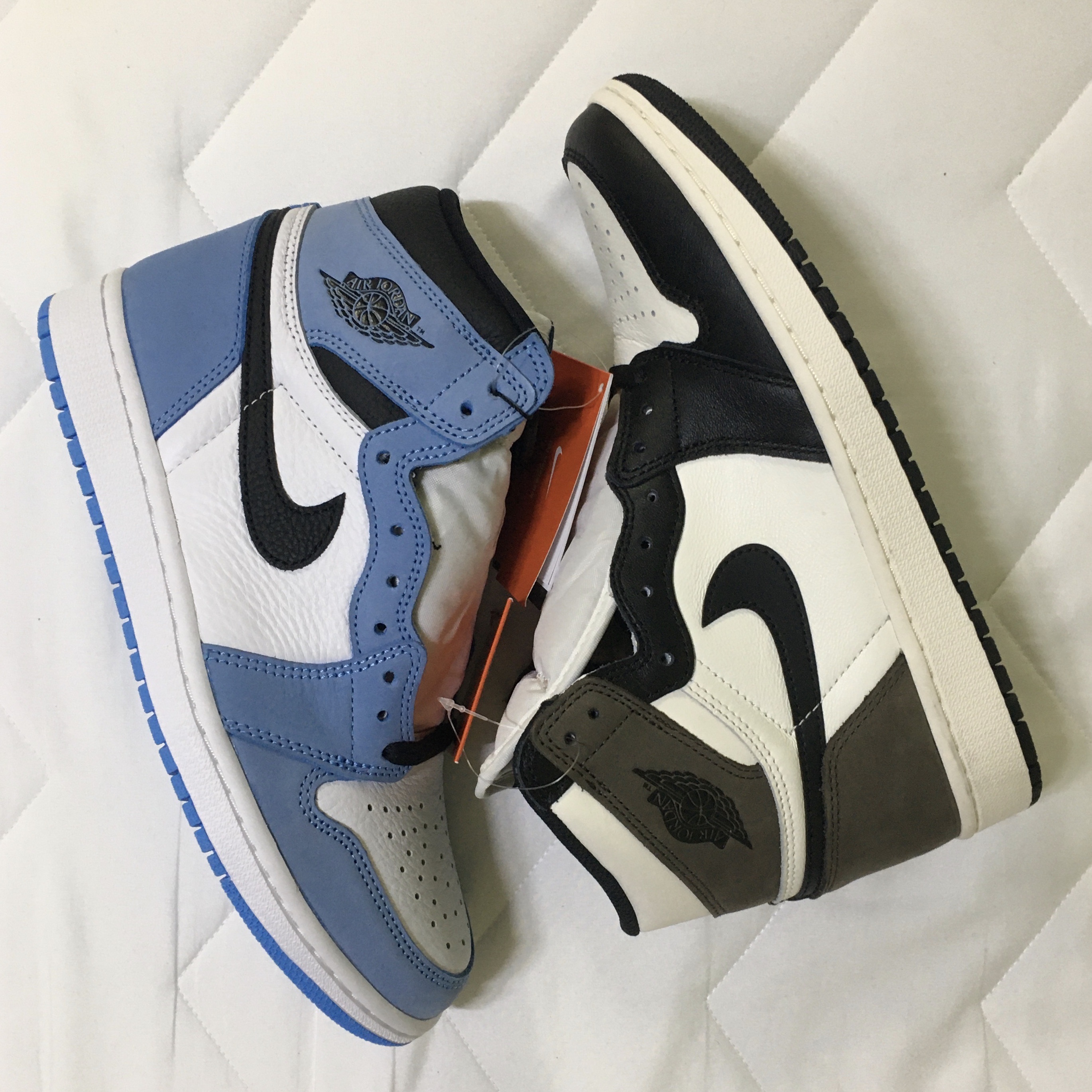 Jordan 1 Retro High OG Black Mocha, Jordan 1 Retro High OG University Blue 착용 스타일
