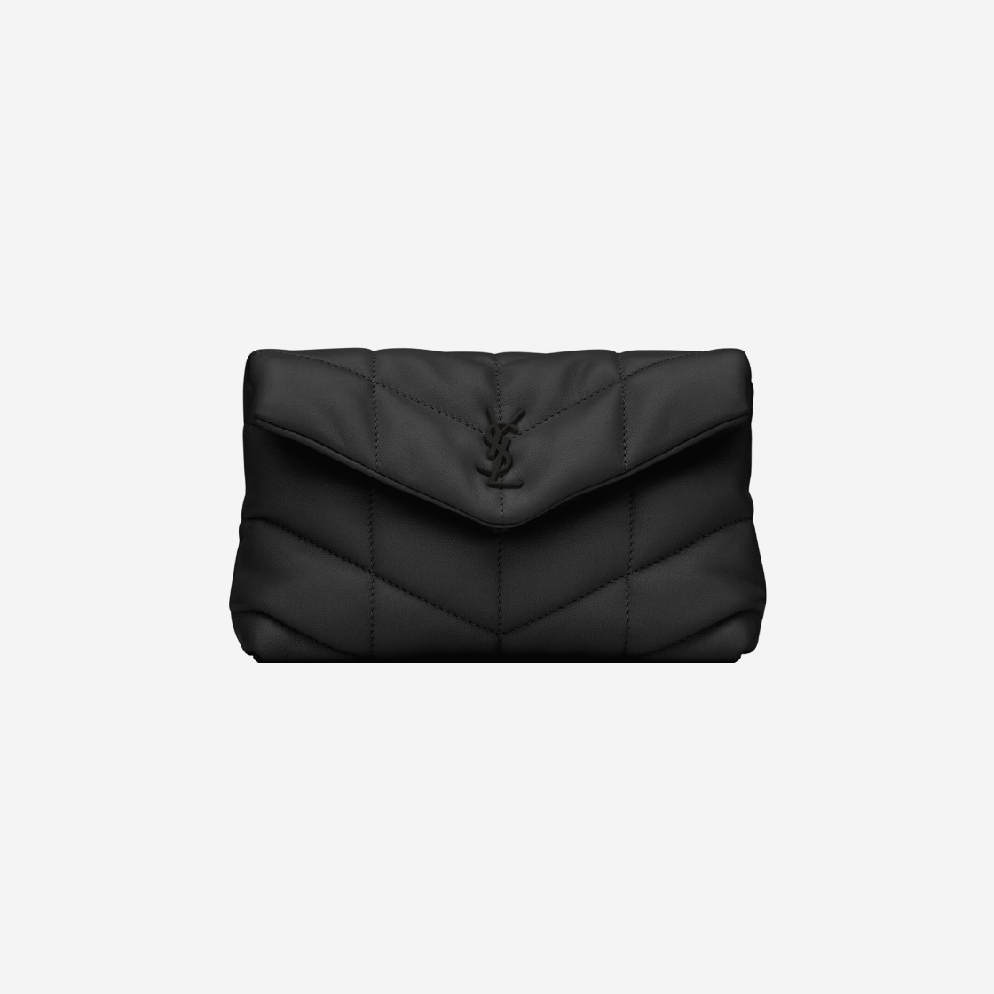 Saint Laurent Puffer Small Pouch in Quilted Lambskin Black 상세 이미지 1