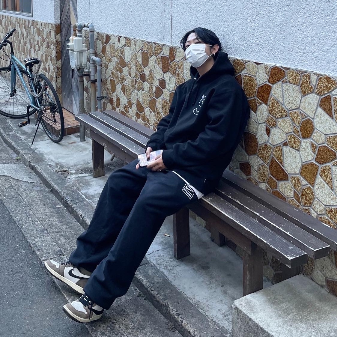 Nike x Stussy NRG RA Washed Fleece Pants Black (DN4030-010), Supreme S Logo Hooded Sweatshirt Black - 22FW 착용 스타일 - 2