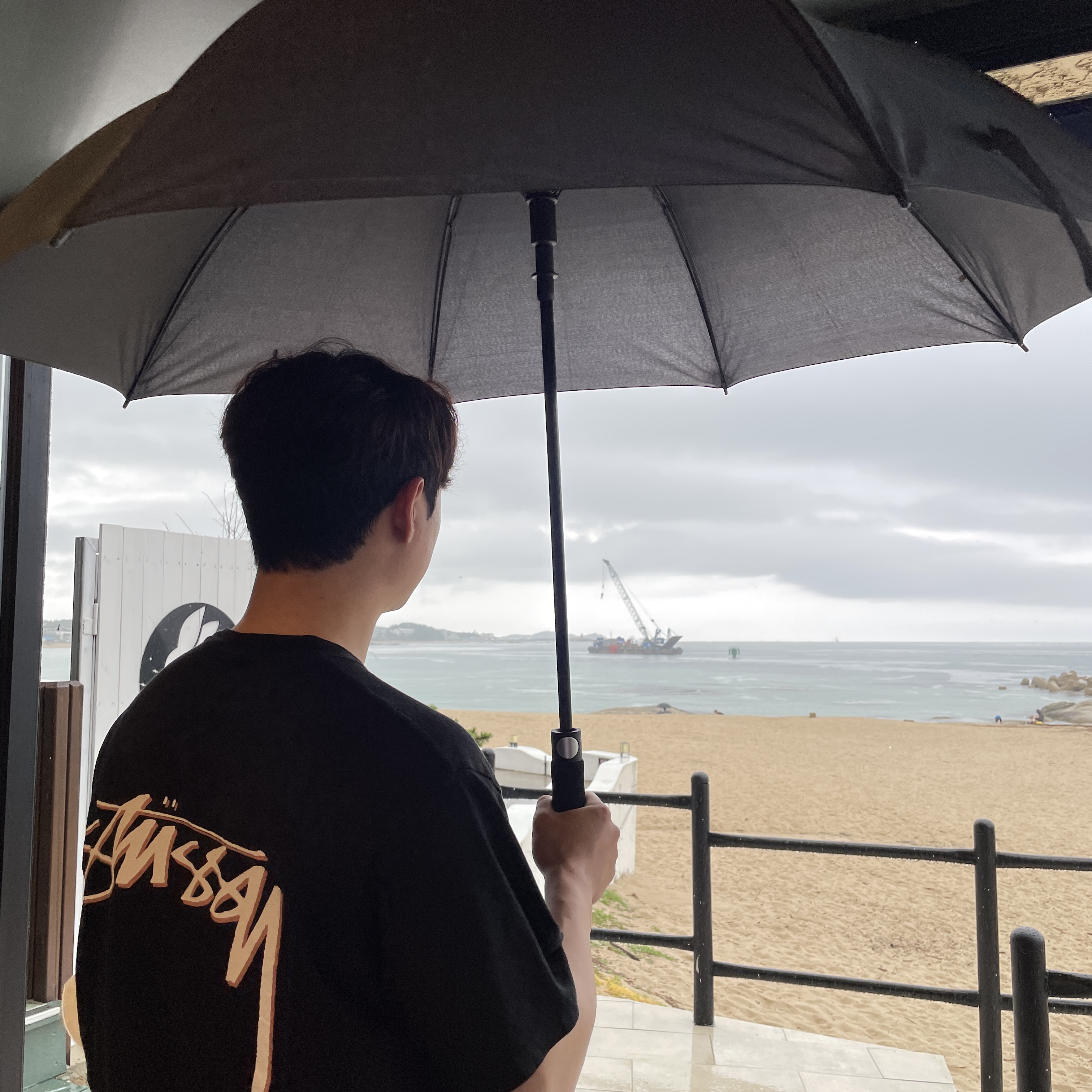 Stussy x Our Legacy Drop Shadow T-Shirt Black 착용 스타일