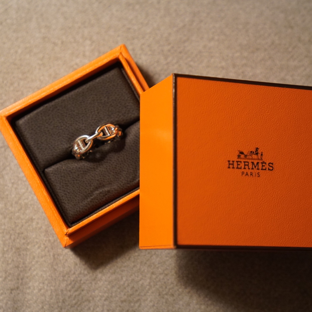 (W) Hermes Small Chaine D'Ancre Enchainee Ring Sterling Silver 착용 스타일 - 1