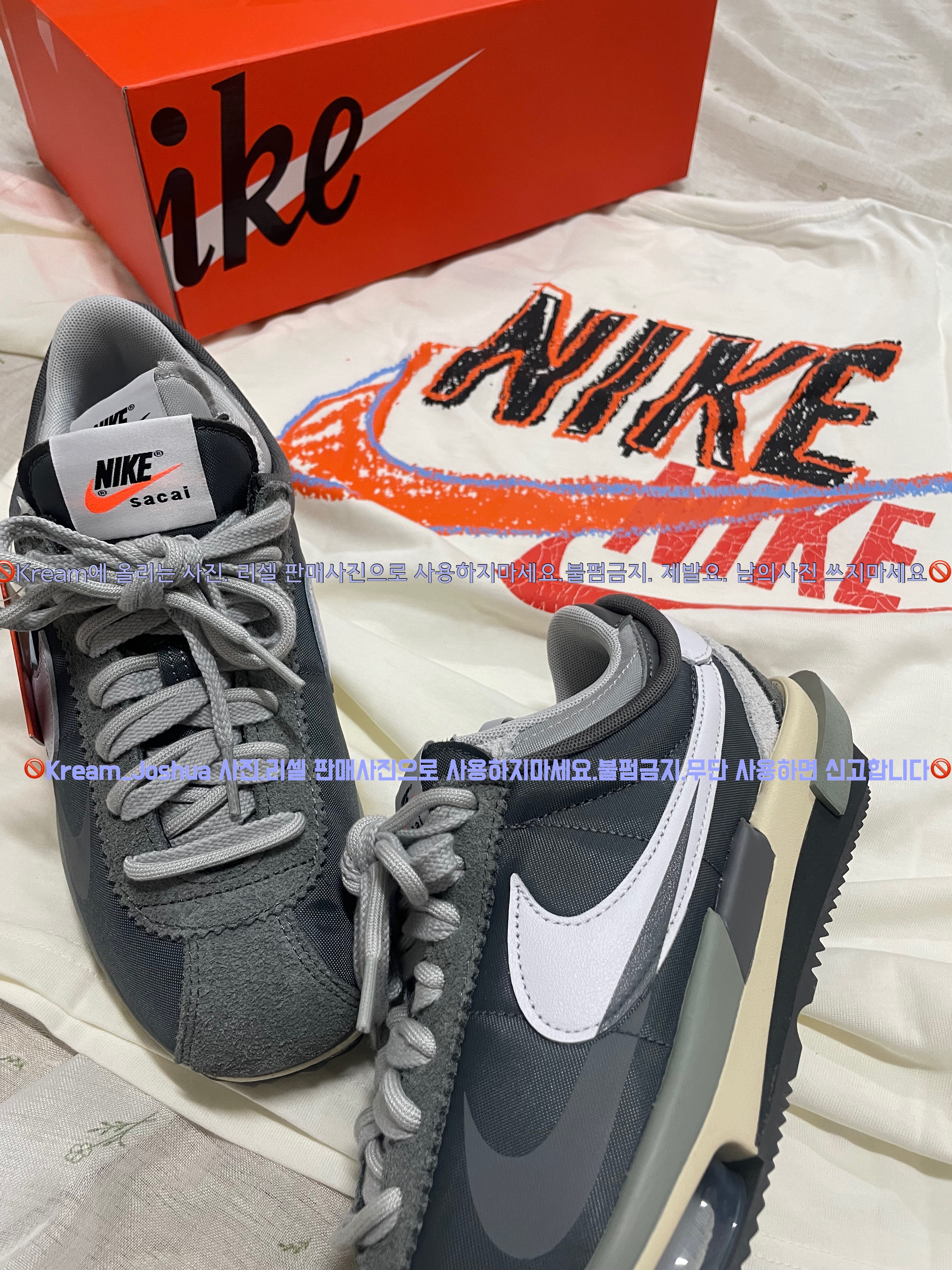 Nike x Sacai Zoom Cortez SP Iron Grey, Nike M NRG Dunk '85 T-Shirt Sail - US/EU 착용 스타일 - 2