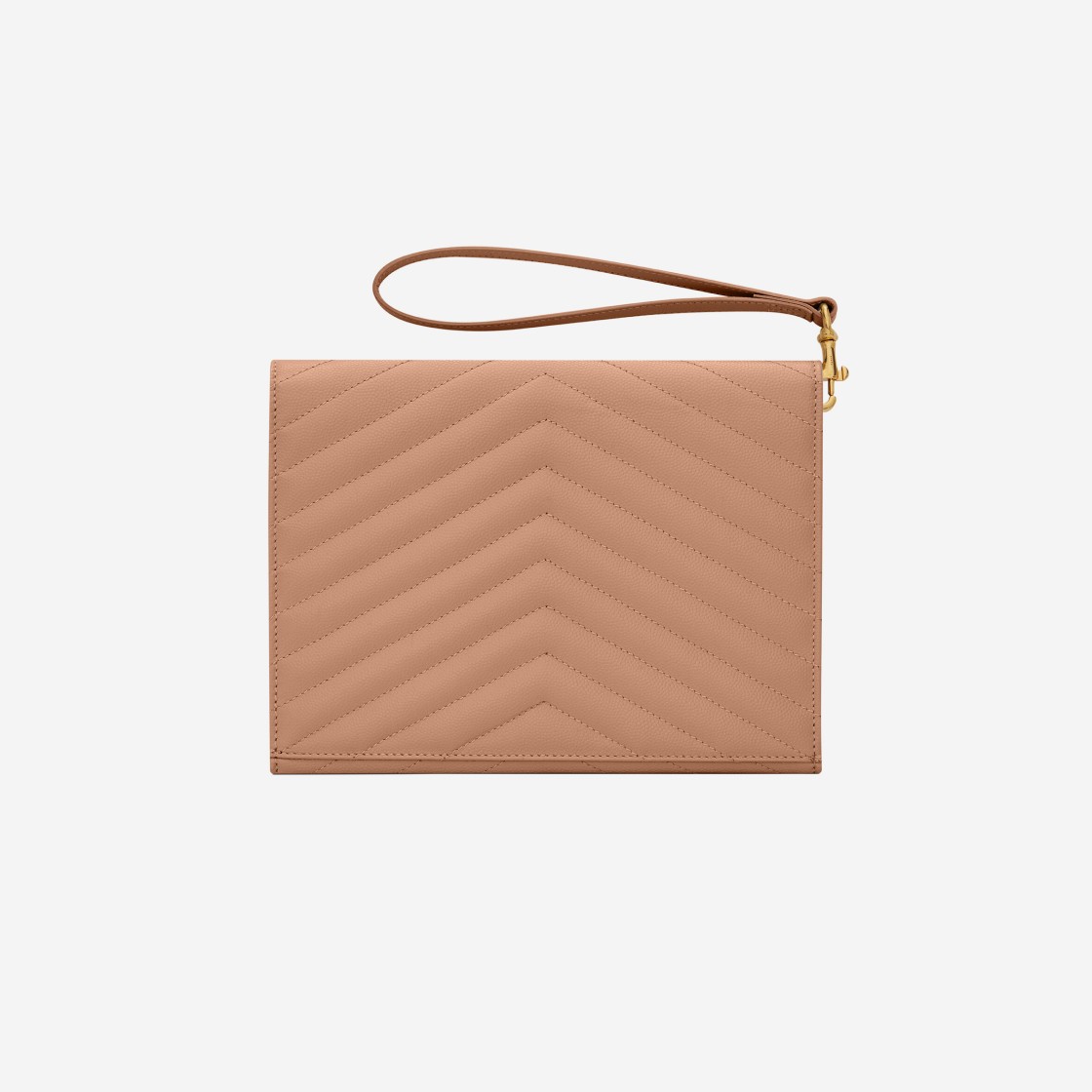 Saint Laurent Cassandre Matelasse Flap Pouch in Quilted Grain de Poudre Embossed Leather Vintage Peach 상세 이미지 2