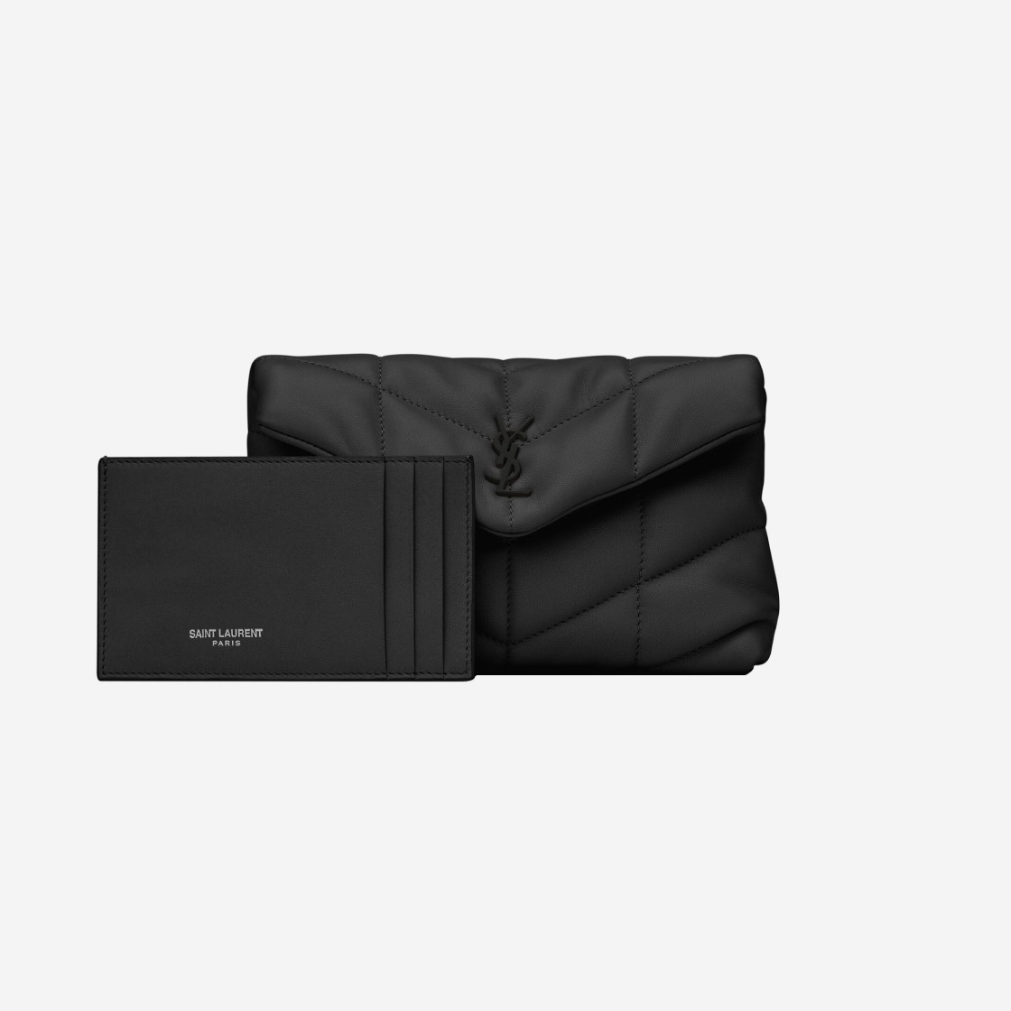 Saint Laurent Puffer Small Pouch in Quilted Lambskin Black 상세 이미지 2