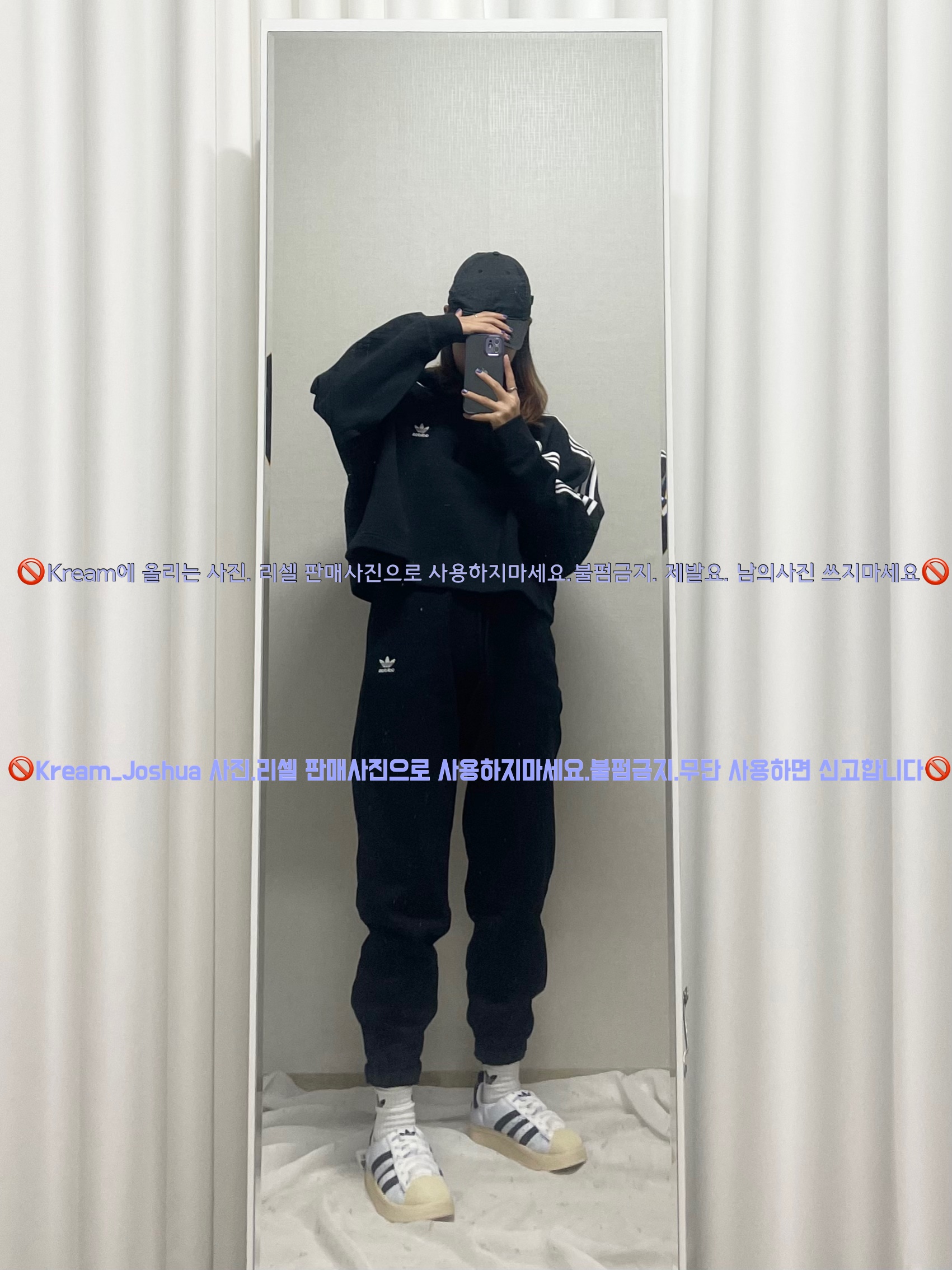 Adidas Puffylette Superstar Cloud White, (W) The North Face Nuptse Short Jacket TNF Black 착용 스타일 - 4