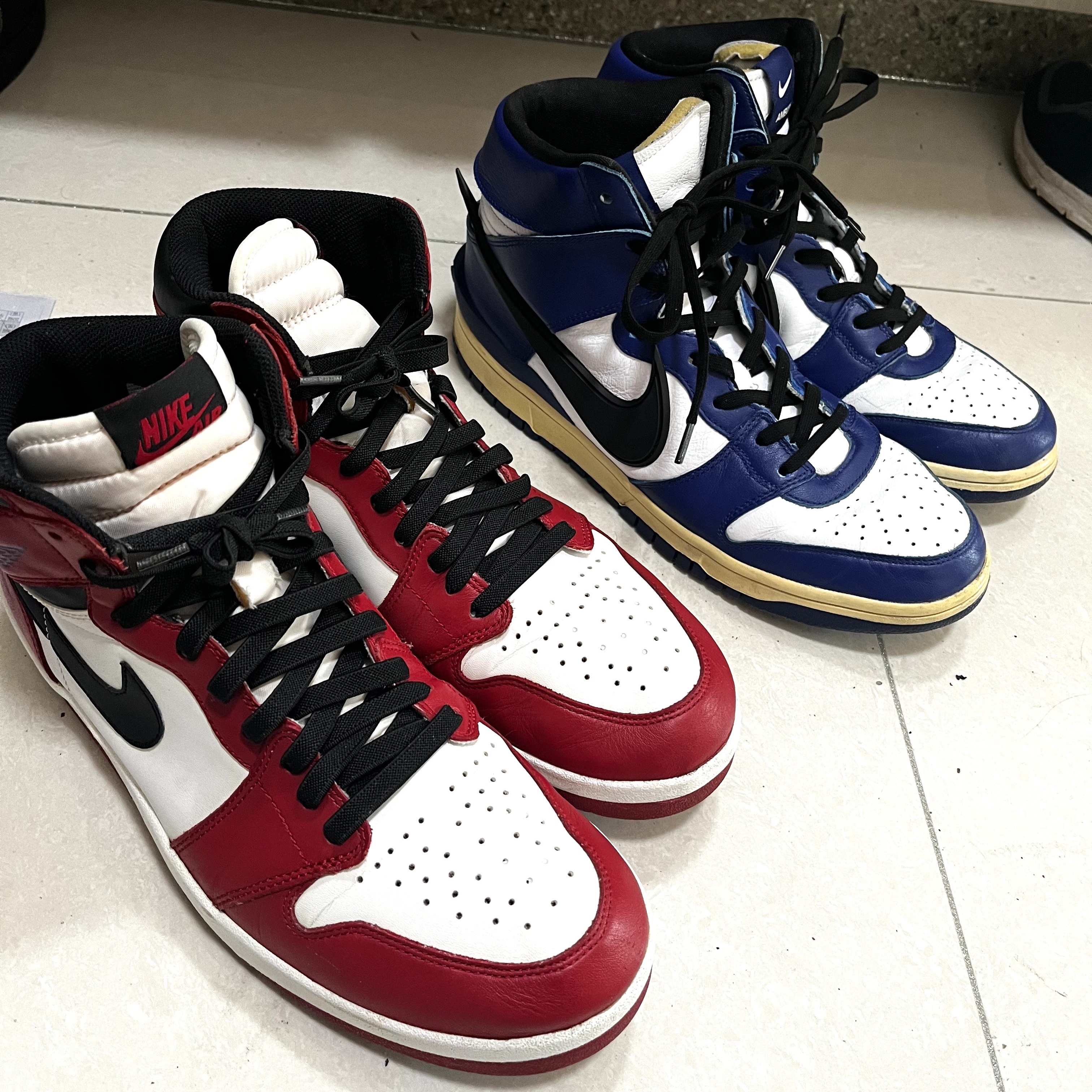 Jordan 1.5 Retro Chicago 2015, Nike x Ambush Dunk High Deep Royal Blue 착용 스타일