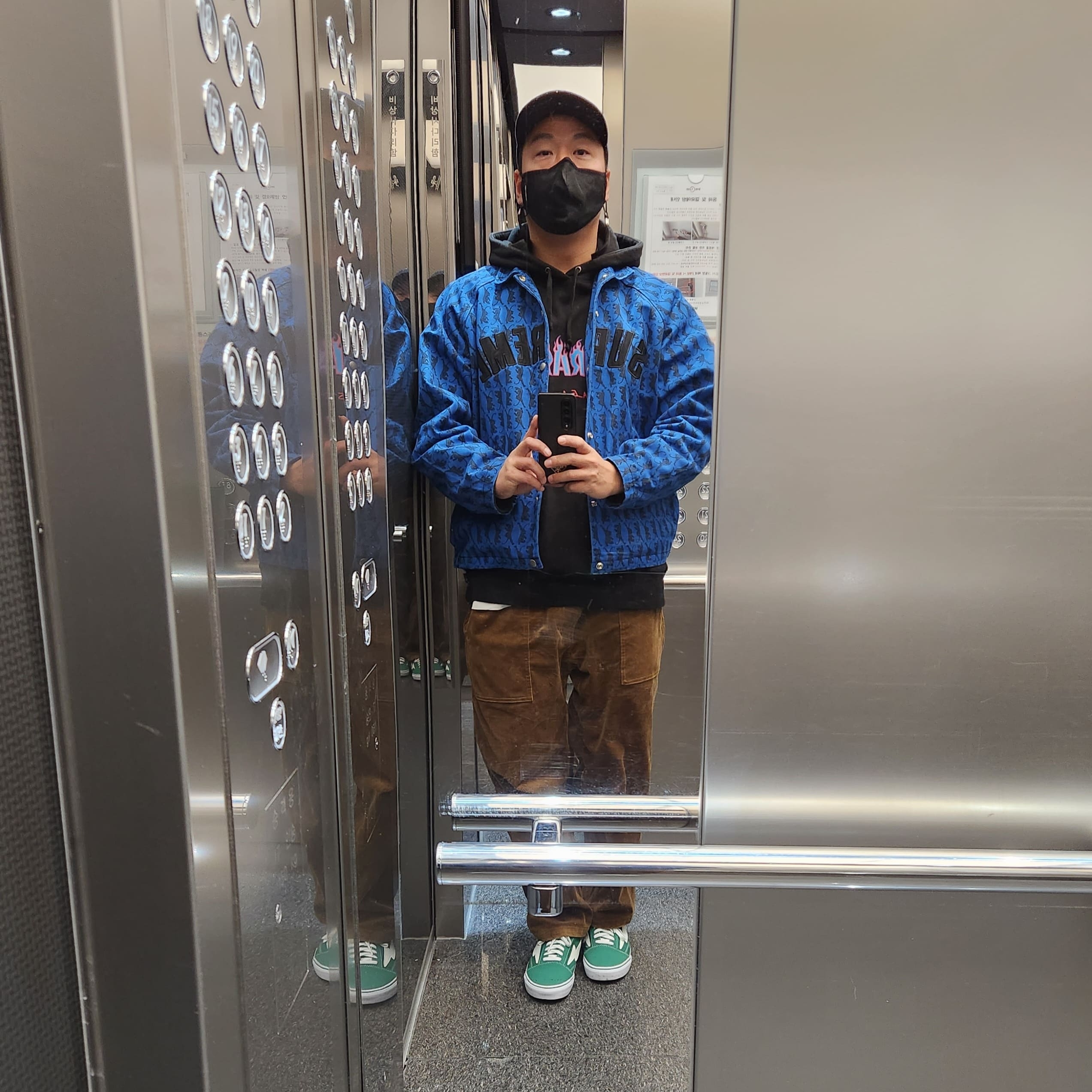 Supreme Snap Front Twill Jacket Panther - 18FW 착용 스타일