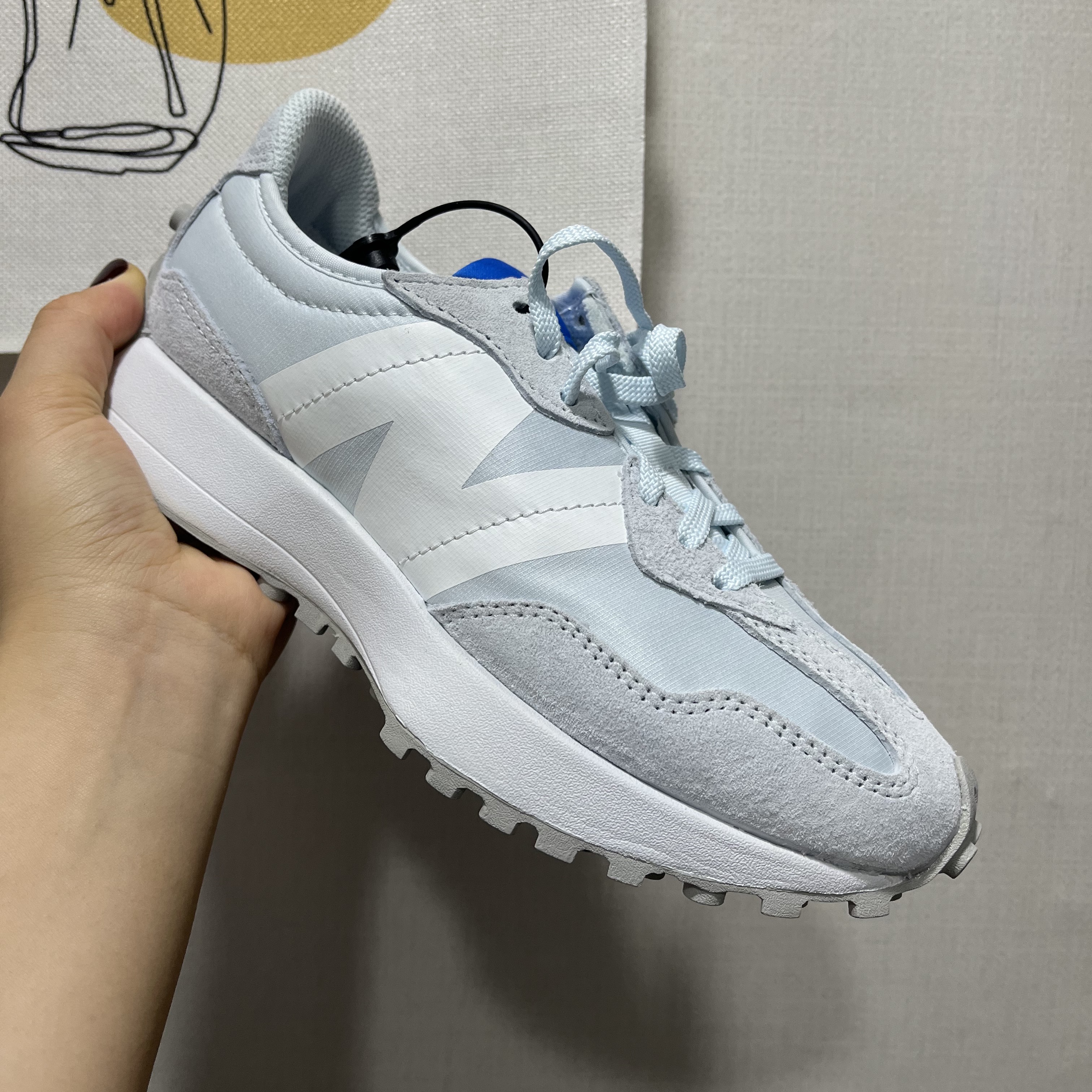 (W) New Balance 327 Blue Sea Smoke 착용 스타일