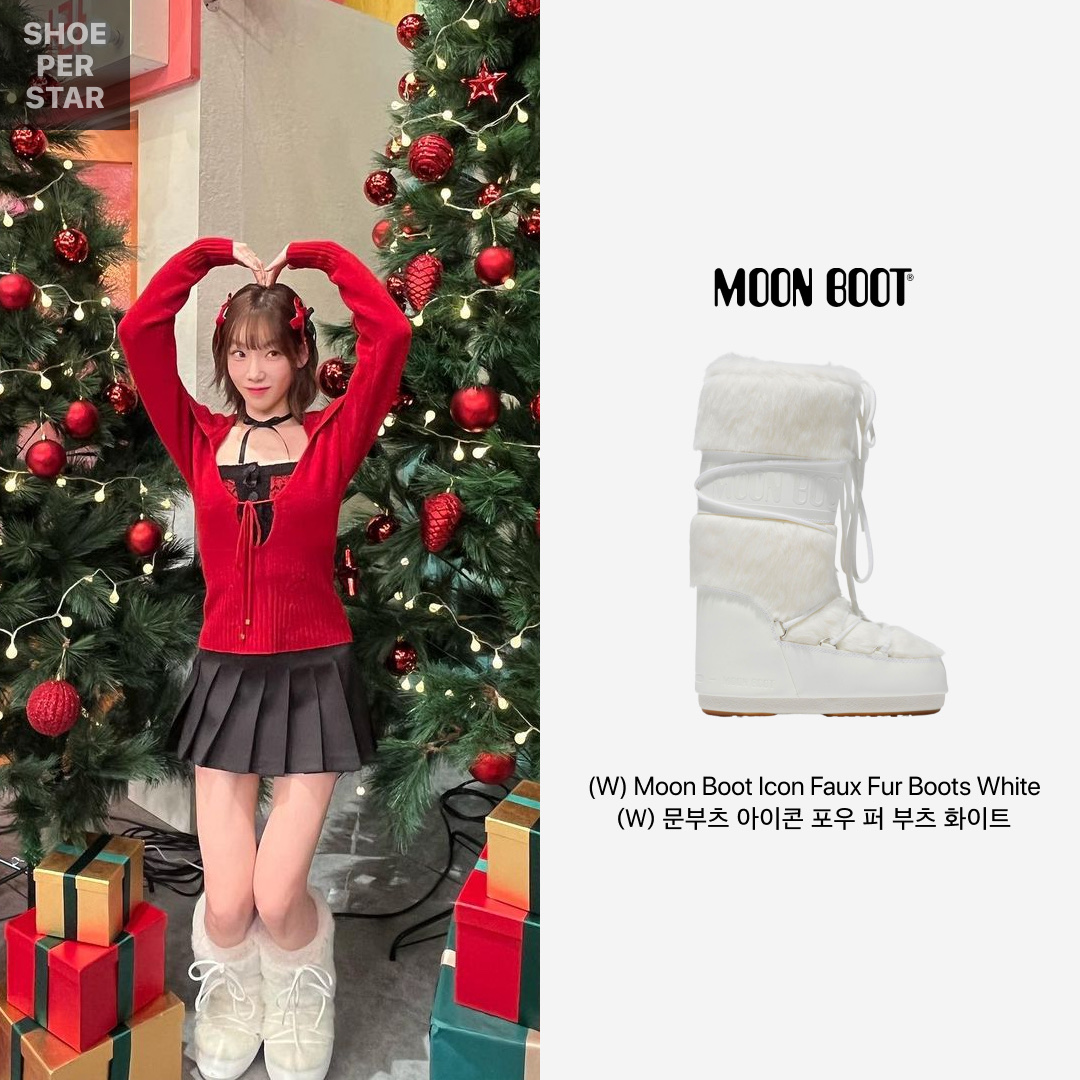 (W) Moon Boot Icon Faux Fur Boots White 착용 스타일 - 1