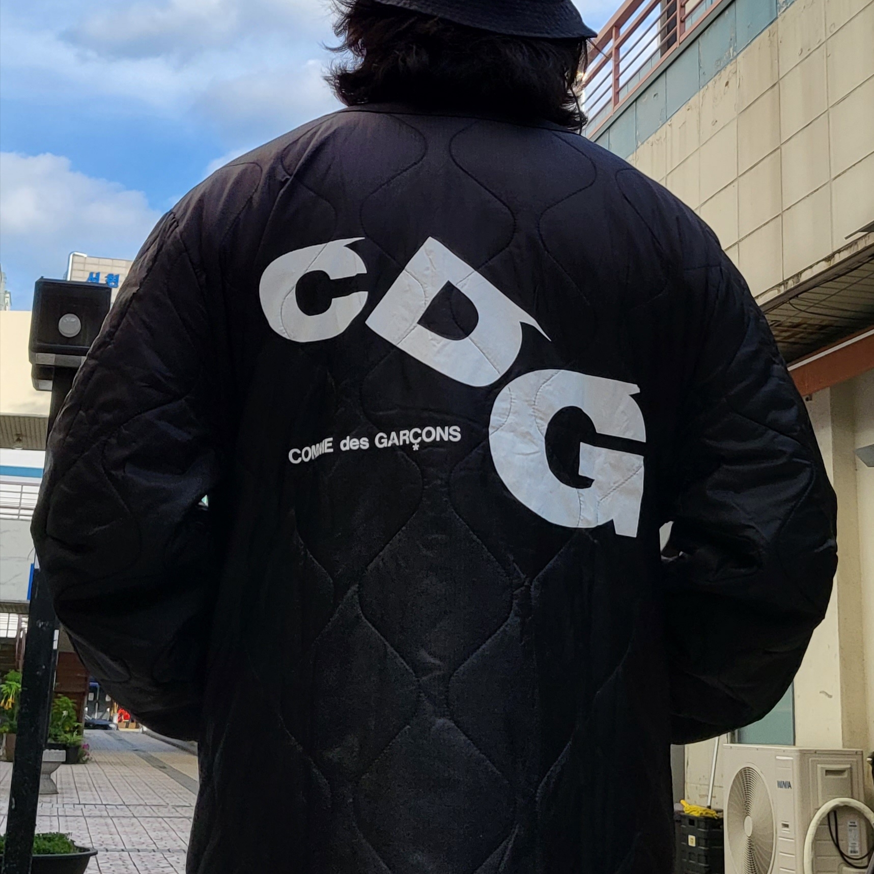 CDG x Alpha Industries Liner Jacket Black 착용 스타일