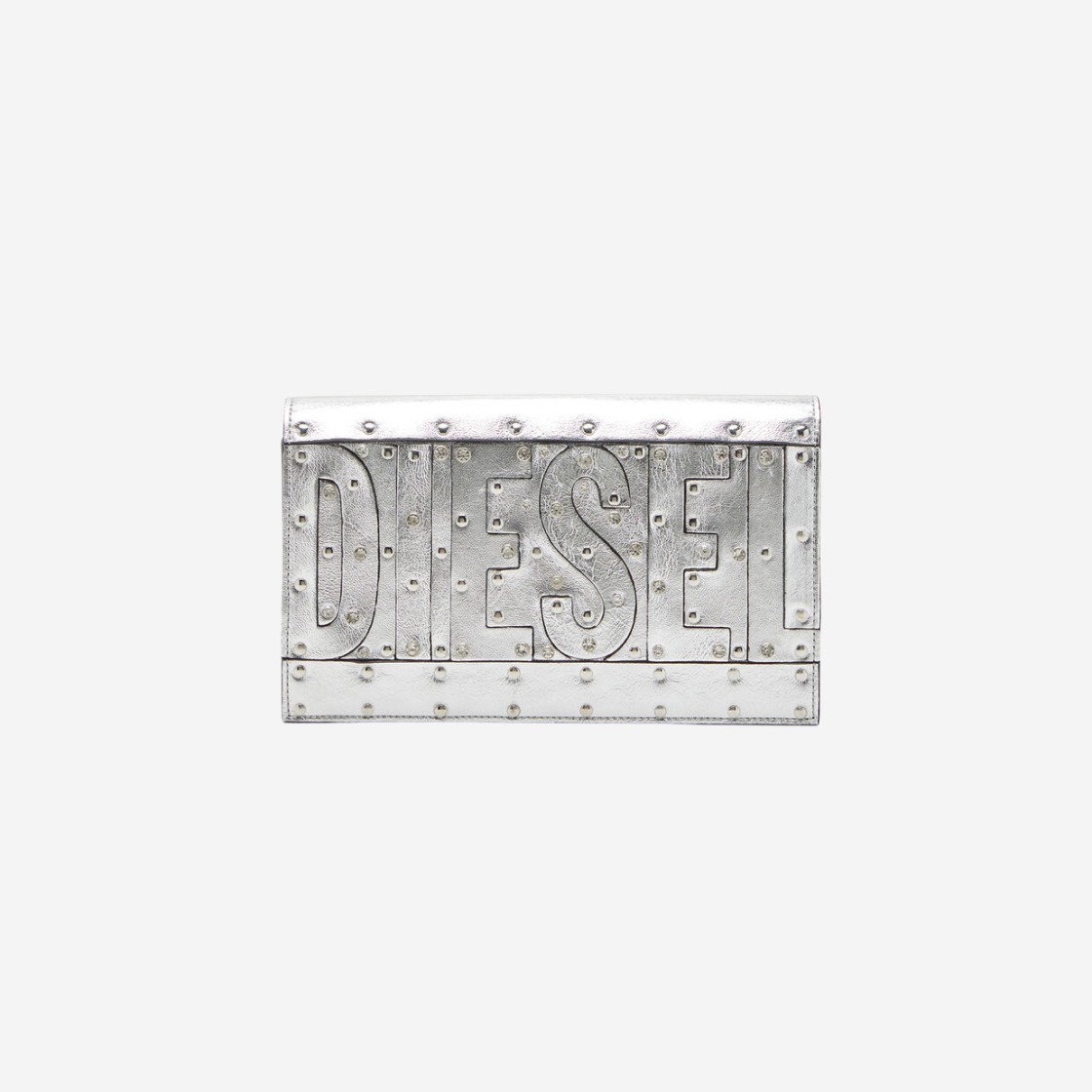 Diesel B-Rail Shoulder Bag in Metallic Leather Silver 상세 이미지 1