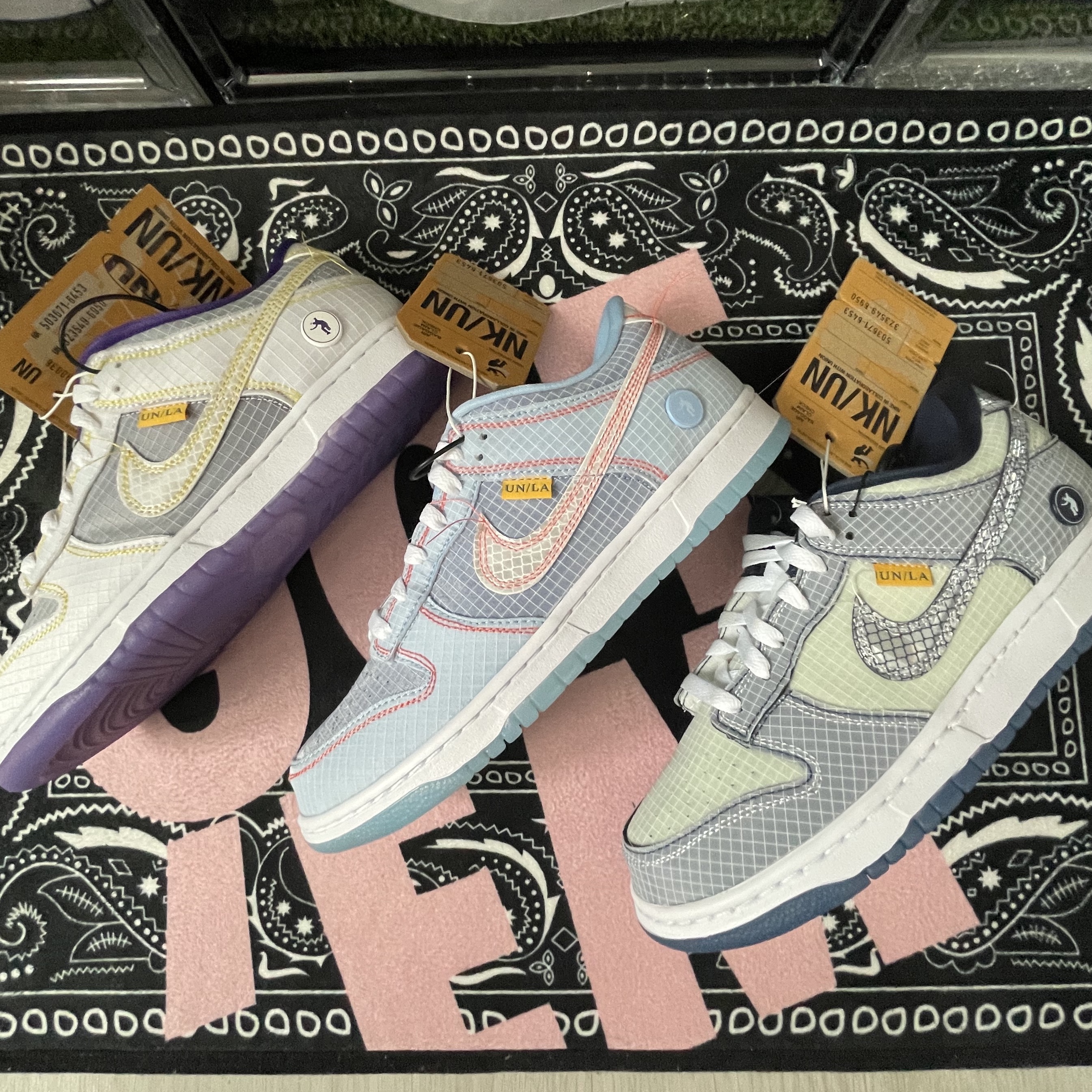 Nike x Union Dunk Low Passport Pack Pistachio, Nike x Union Dunk Low Passport Pack Argon 착용 스타일