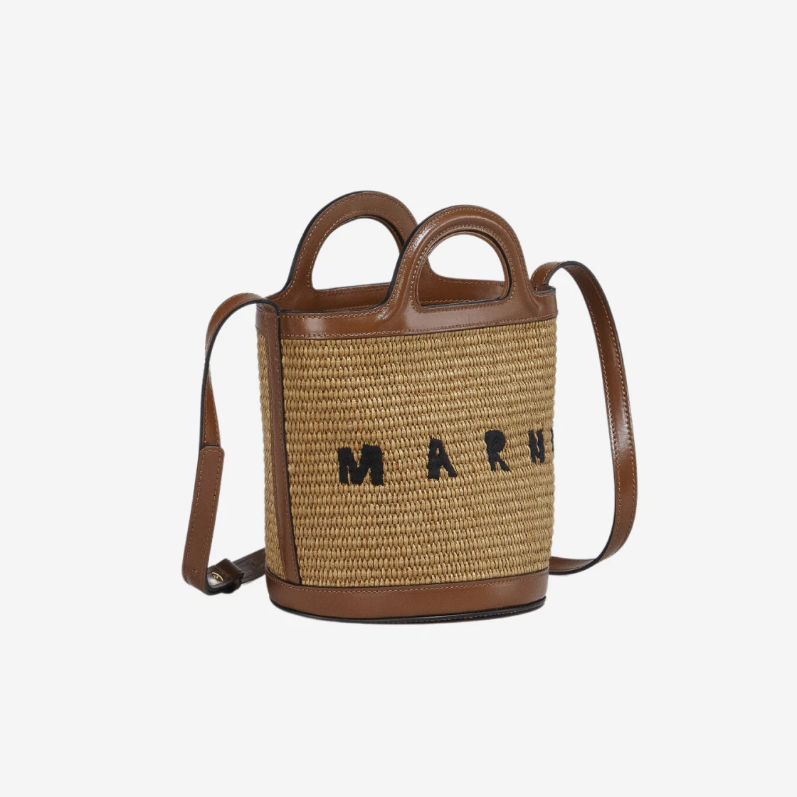 마르니 레더 & 라피아 트로피칼리아 스몰 버킷백 로우 시에나 | Marni | KREAM Marni Leather & Raffia Tropicalia Small Bucket... 