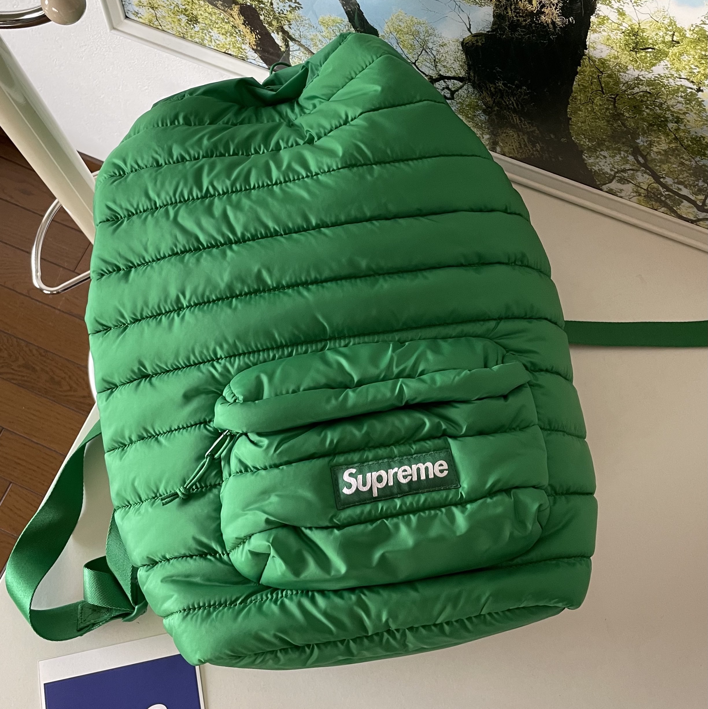 Supreme Puffer Backpack Green - 22FW 착용 스타일 - 3