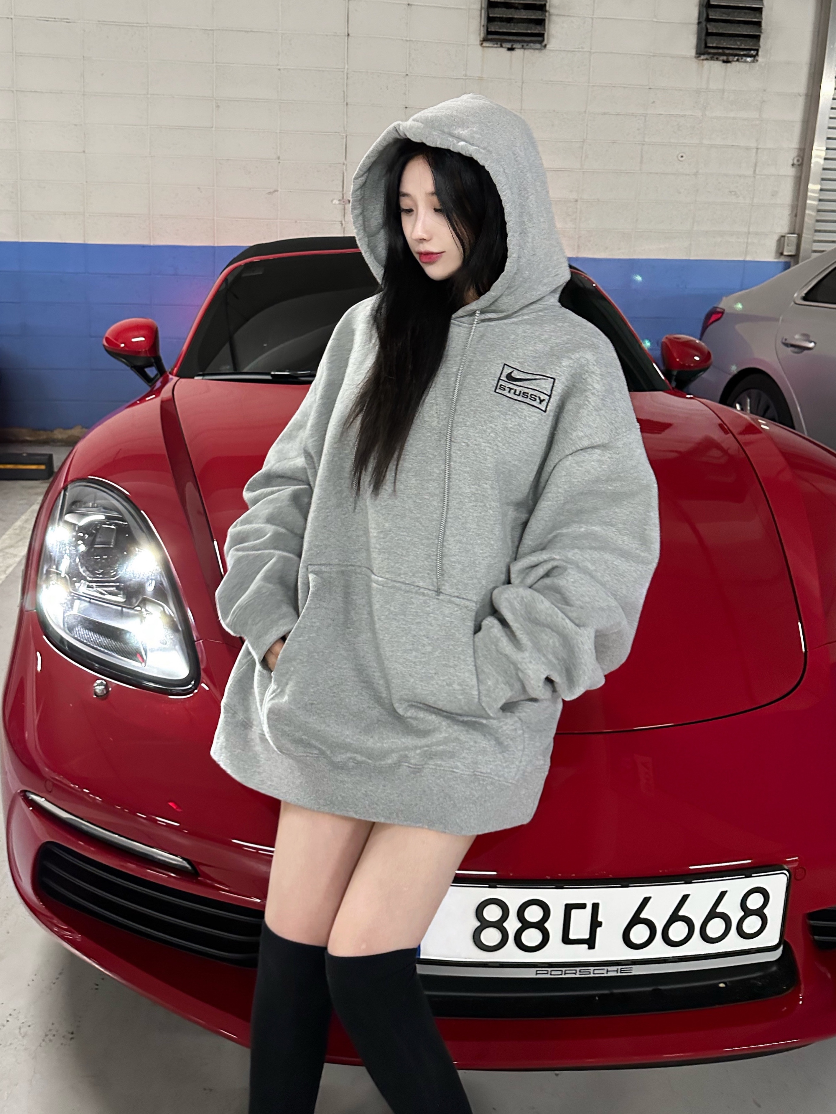 Nike x Stussy NRG RA Pullover Hoodie Dark Grey Heather (DJ9488-063) 착용 스타일 - 1