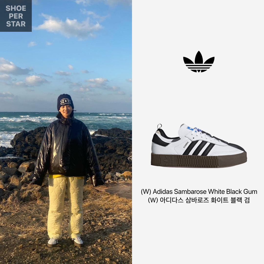 (W) Adidas Sambarose White Black Gum 착용 스타일 - 1