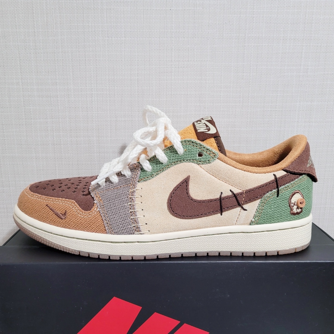 Jordan 1 x Zion Williamson Retro Low OG Flax and Oil Green 착용 스타일 - 3