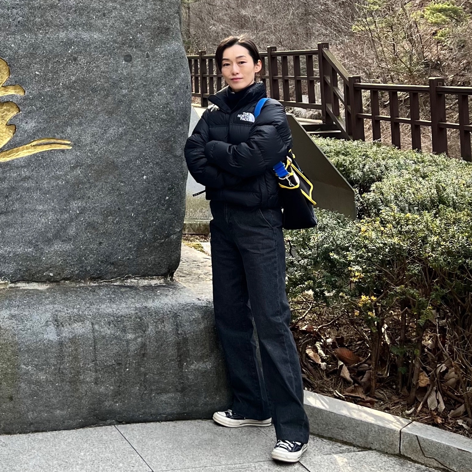 The North Face 1996 Retro Nuptse Jacket Black 착용 스타일