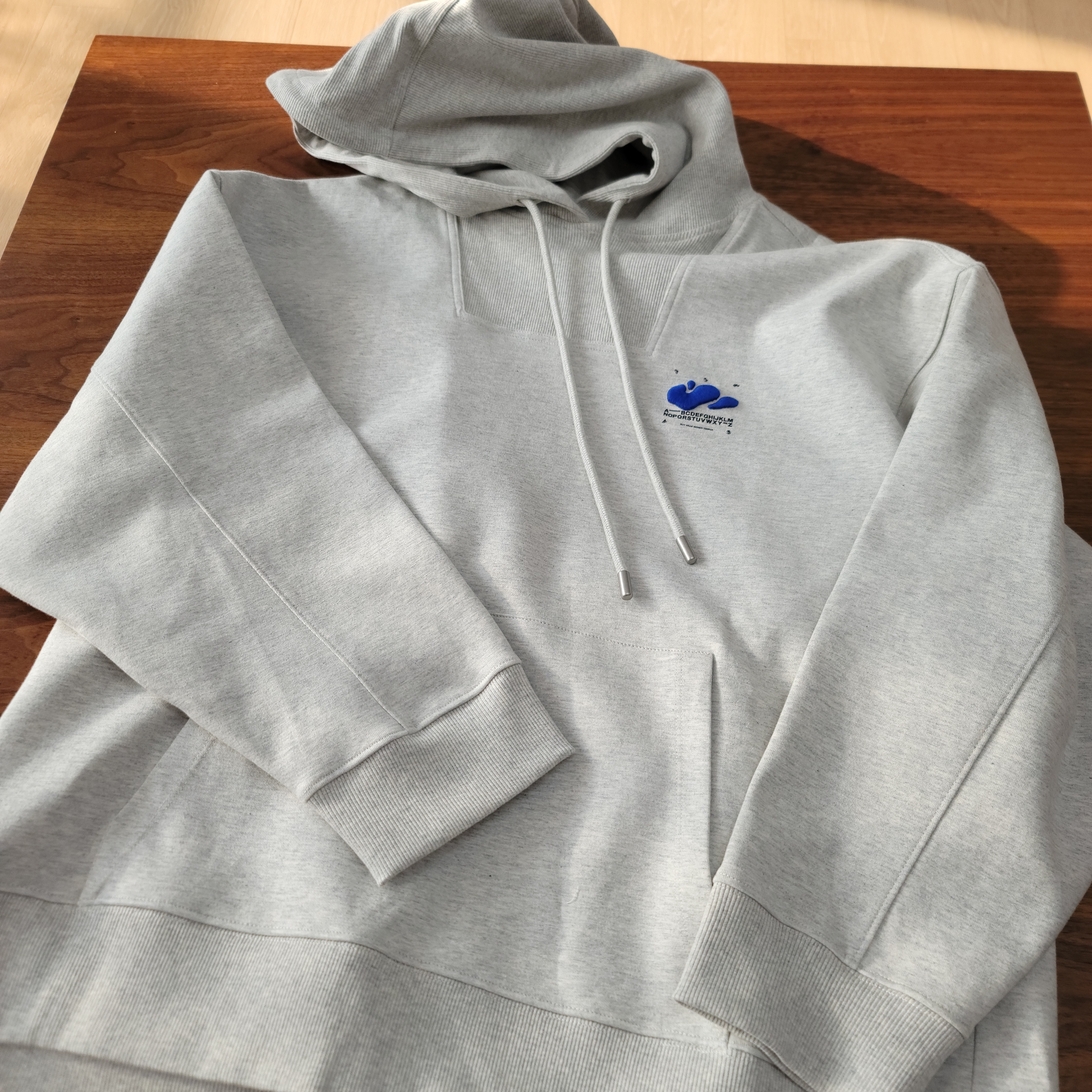 Zara x Ader Error Embroidery Hooded Sweatshirt Grey 착용 스타일 - 2