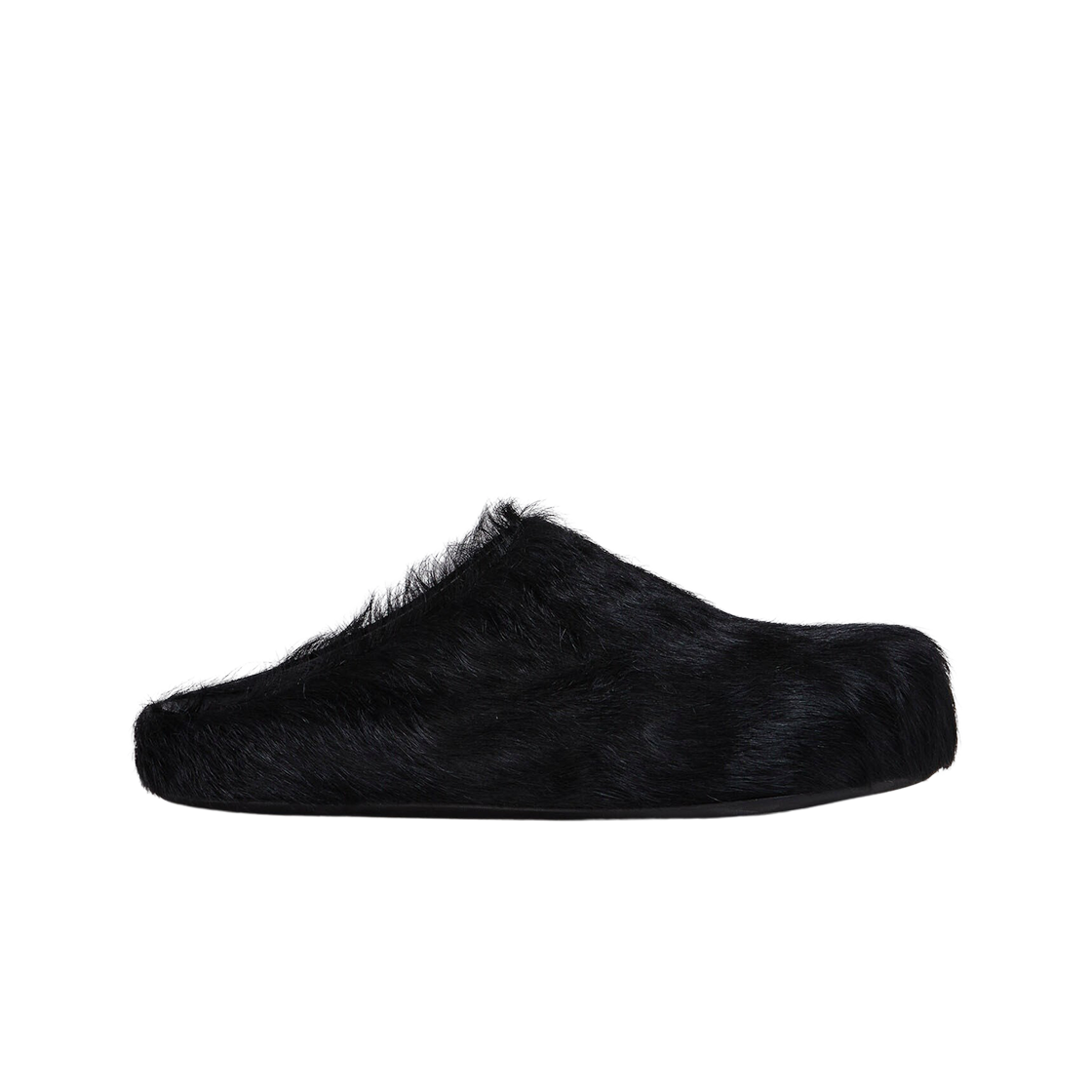 (W) 마르니 롱 헤어 카프스킨 퍼스벳 사보 블랙((W) Marni Long Hair Calfskin Fussbett Sabot Black)