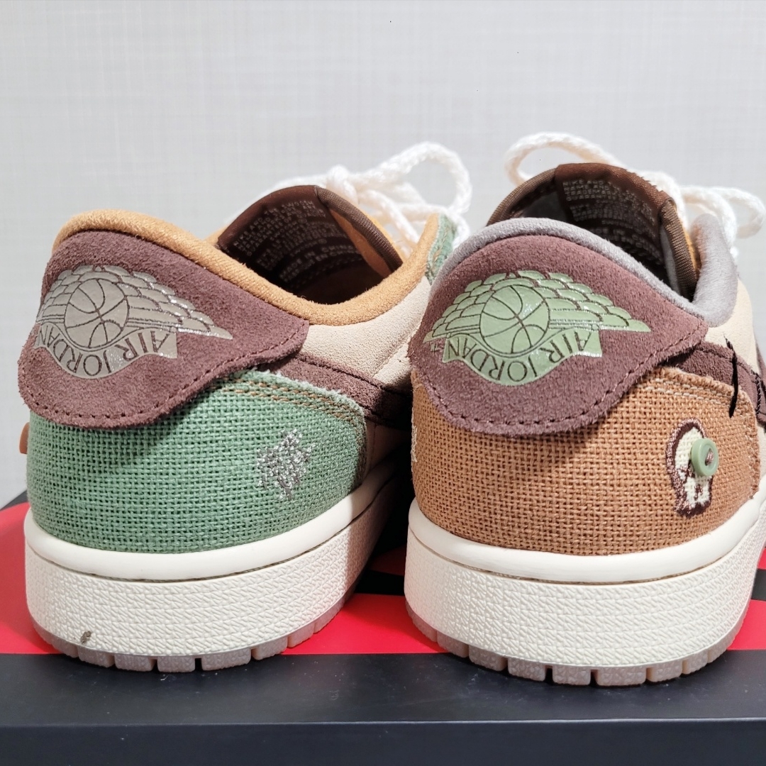 Jordan 1 x Zion Williamson Retro Low OG Flax and Oil Green 착용 스타일 - 5