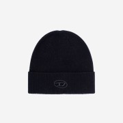 Diesel K-Coder-Fully B Ribbed Beanie with D Embroidery Black