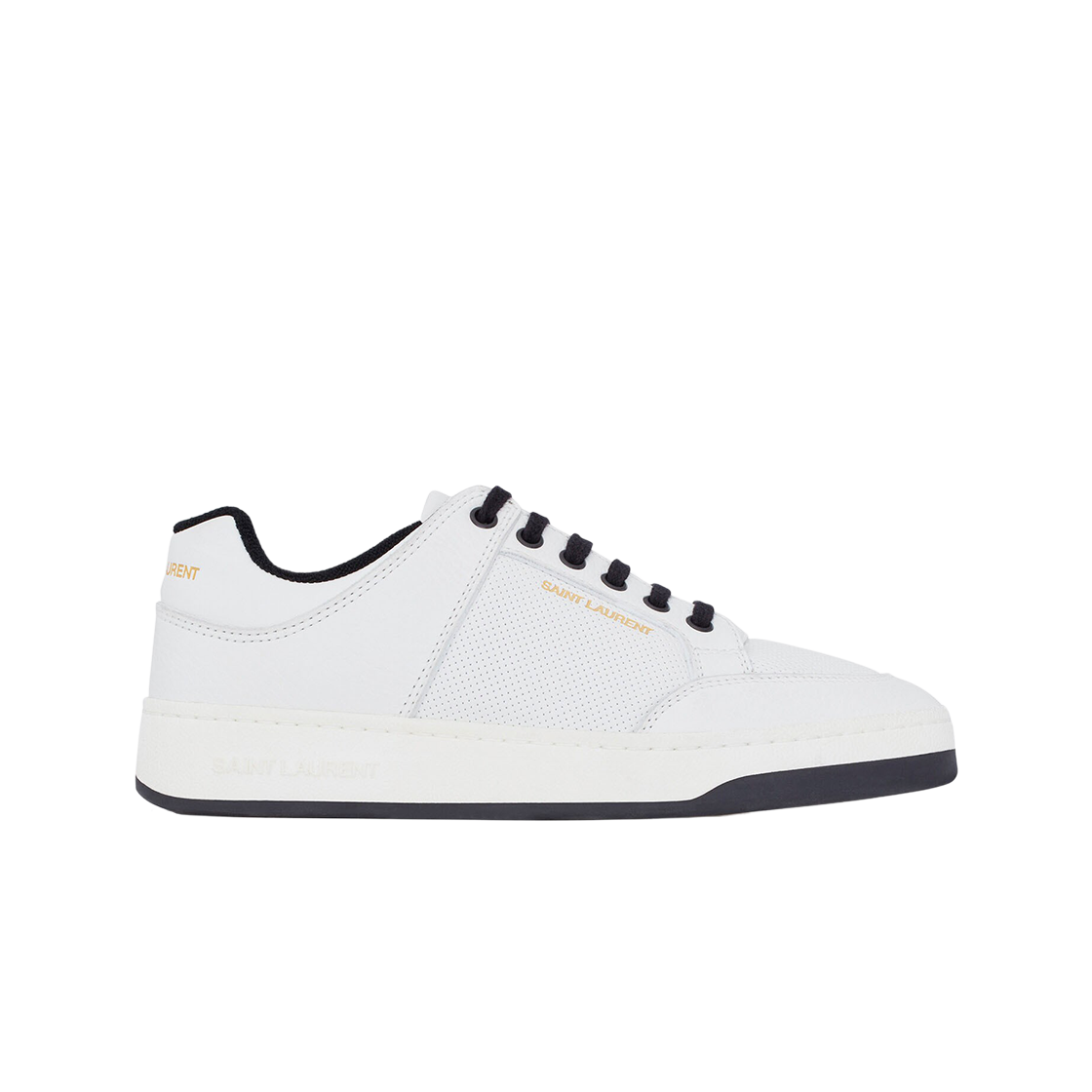 (W) 생로랑 그레인드 레더 SL/61 로우탑 스니커즈 블랑 옵틱((W) Saint Laurent SL/61 Low-Top Sneakers in Grained Leather Blanc Optique) - 1