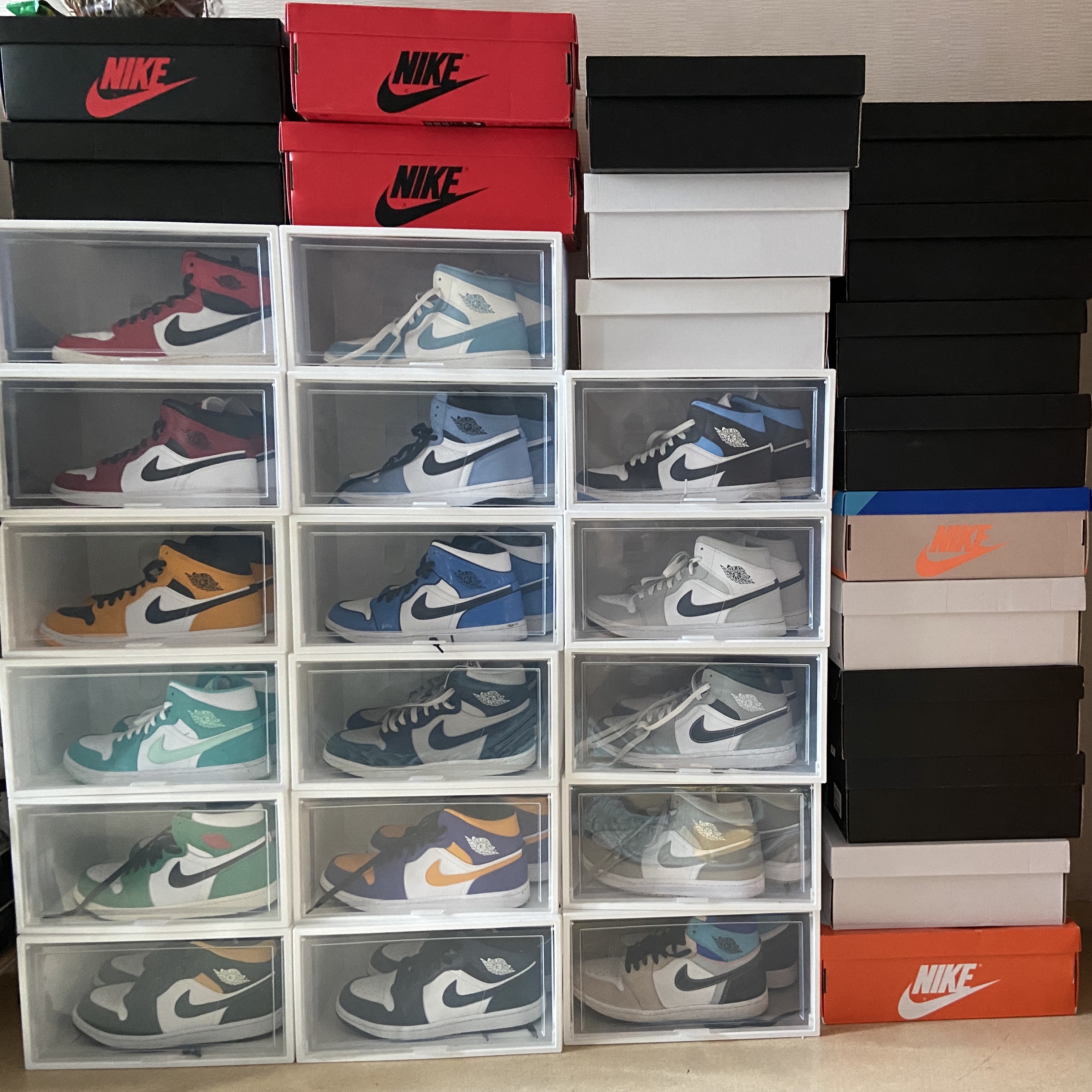 Jordan 1 Retro High OG University Blue, (W) Jordan 1 Retro High OG Lucky Green 착용 스타일