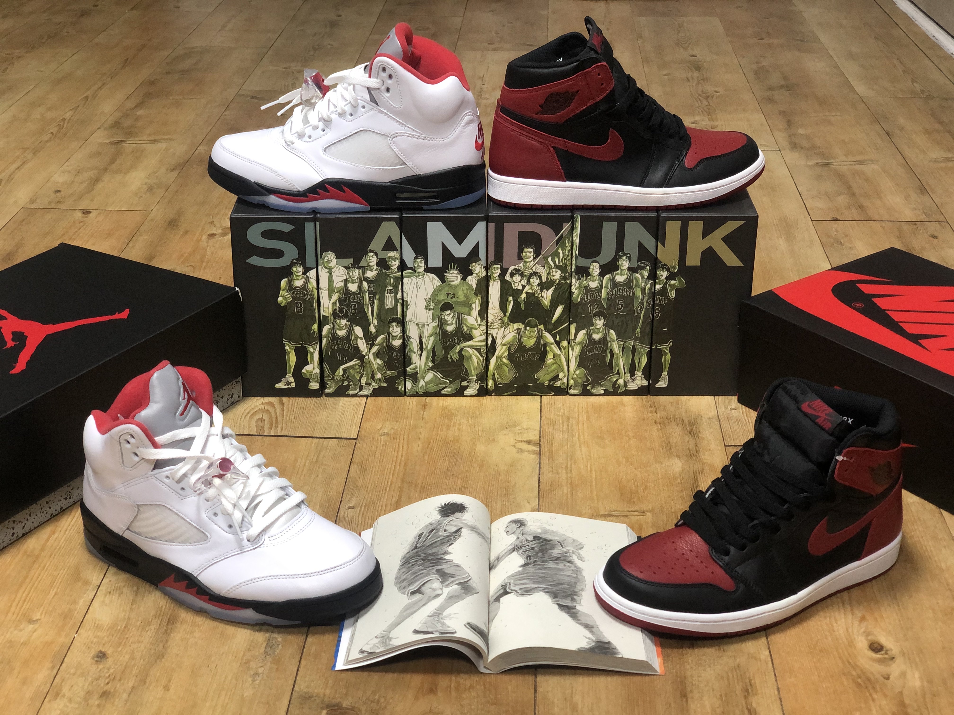 Jordan 5 Retro Fire Red Silver Tongue 2020, Jordan 1 Retro High OG Bred Banned 2016 착용 스타일 - 2