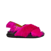 (W) Marni Calfskin Long Hair Fussbett Sandal Fuchsia