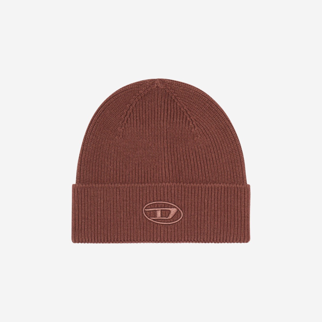 Diesel K-Coder-Fully B Ribbed Beanie with D Embroidery Brown 상세 이미지 1