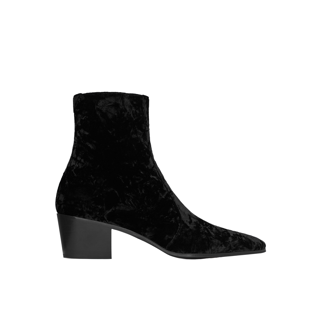 (W) 생로랑 벨벳 바실리 지퍼 부츠 블랙((W) Saint Laurent Vassili Zipped Boots in Velvet Black) - 1