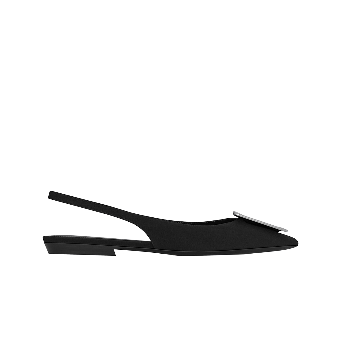 (W) 생로랑 크레이프 드 신 맥신 슬링백 플랫 블랙((W) Saint Laurent Maxine Slingback Flat in Crepe de Chine Black) - 1