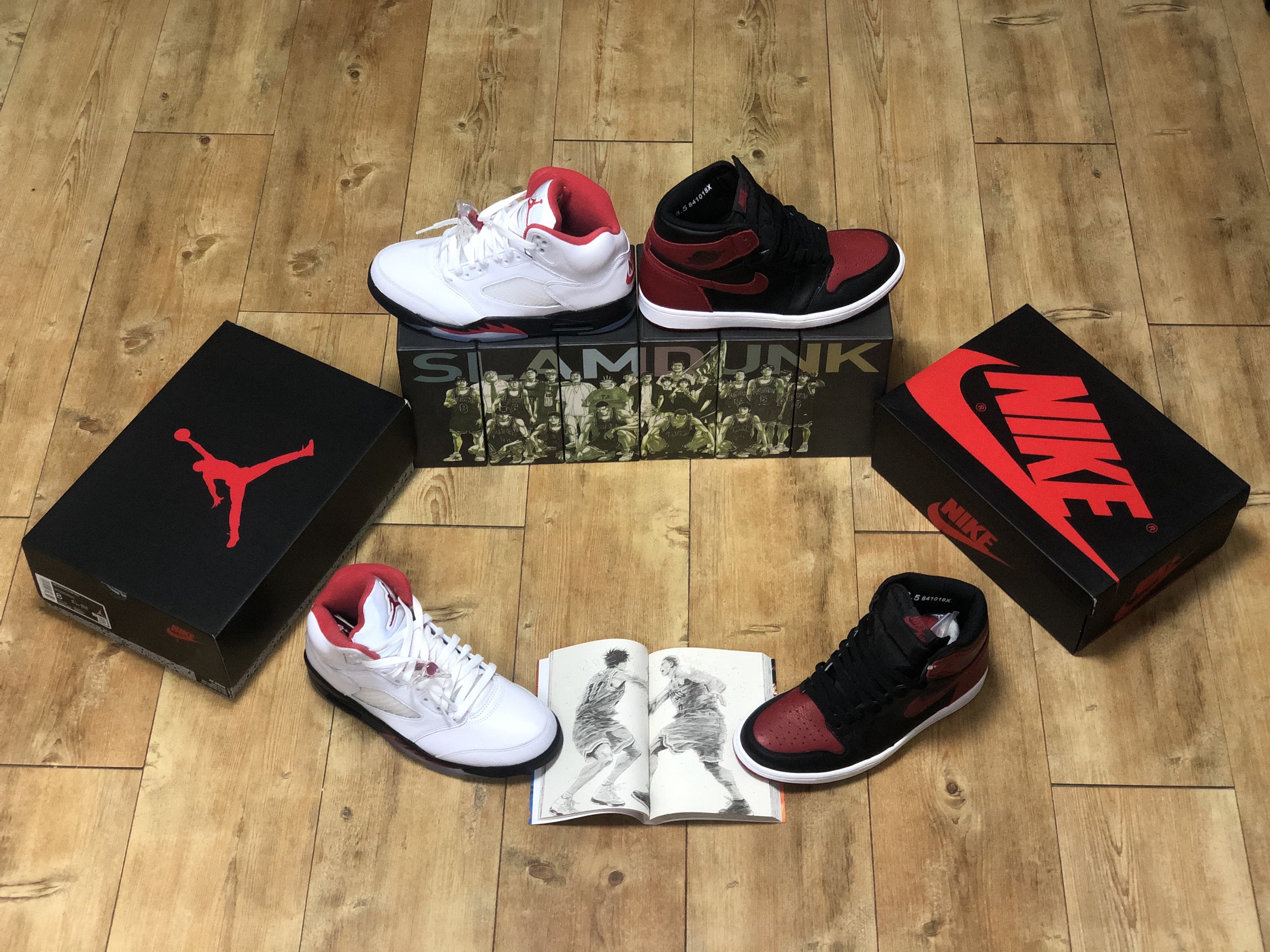 Jordan 5 Retro Fire Red Silver Tongue 2020, Jordan 1 Retro High OG Bred Banned 2016 착용 스타일 - 1