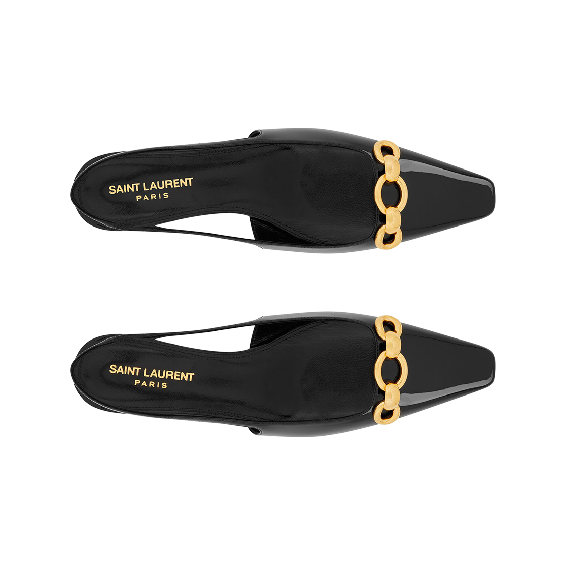 (W) 생로랑 페이턴트 레더 블레이드 슬링백 플랫 블랙((W) Saint Laurent Blade Slingback Flat in Patent Leather Black) - 2