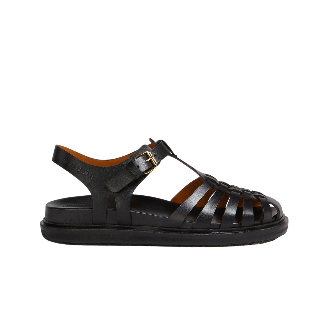 (W) 마르니 레더 피셔맨 샌들 블랙((W) Marni Leather Fisherman's Sandal Black)