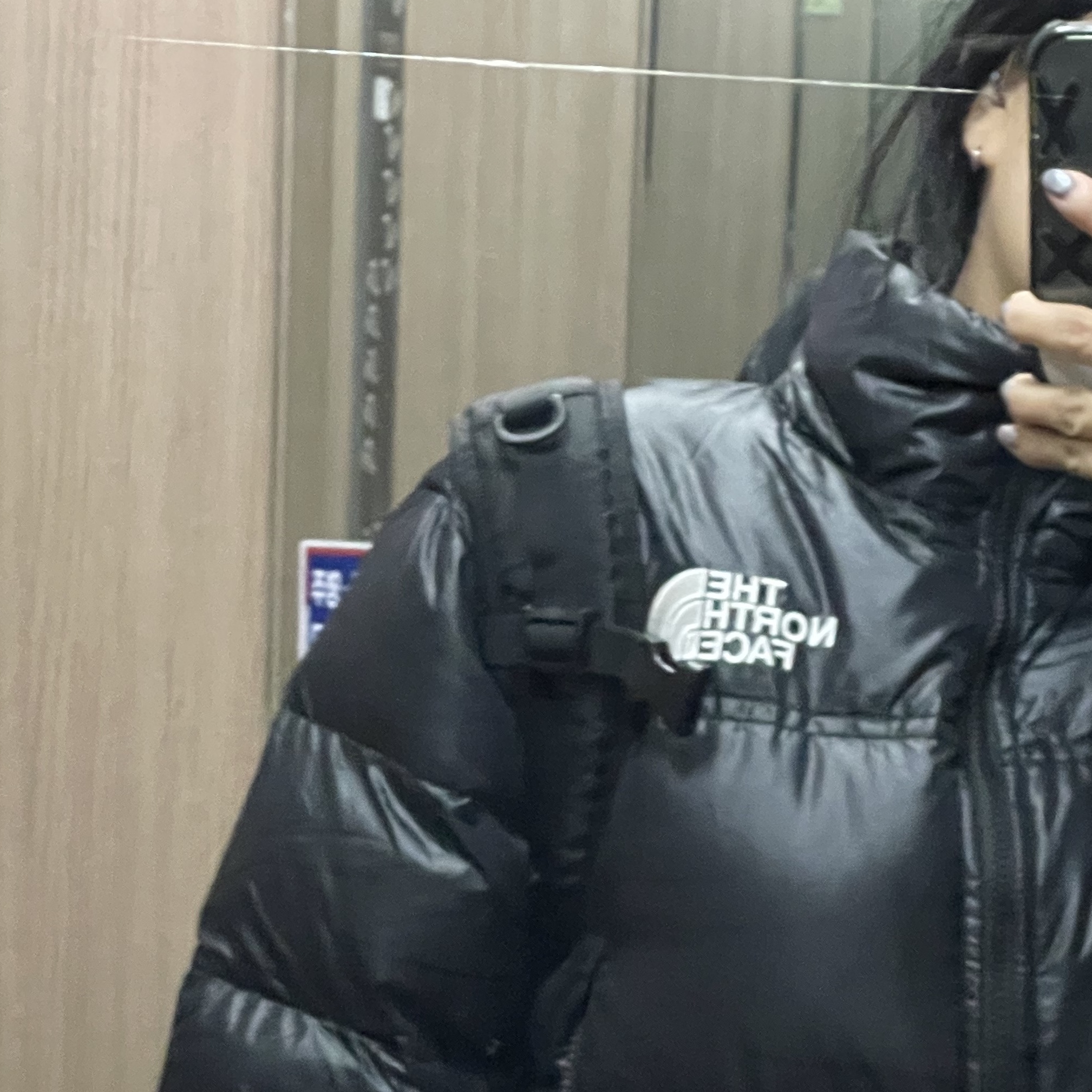 (W) The North Face Nuptse Short Jacket Black 착용 스타일