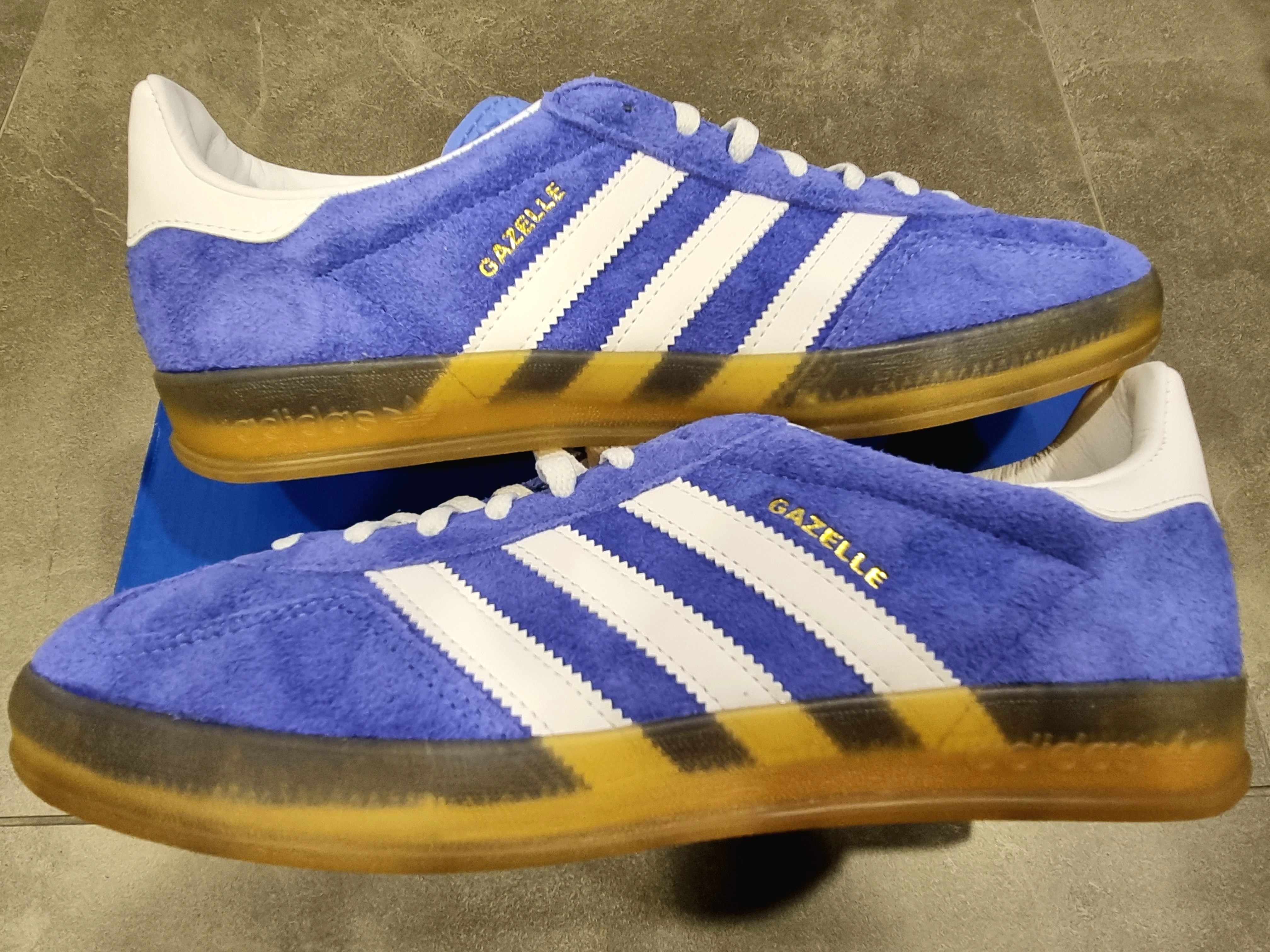 (W) Adidas Gazelle Indoor Blue Fusion Cloud White 착용 스타일 - 2
