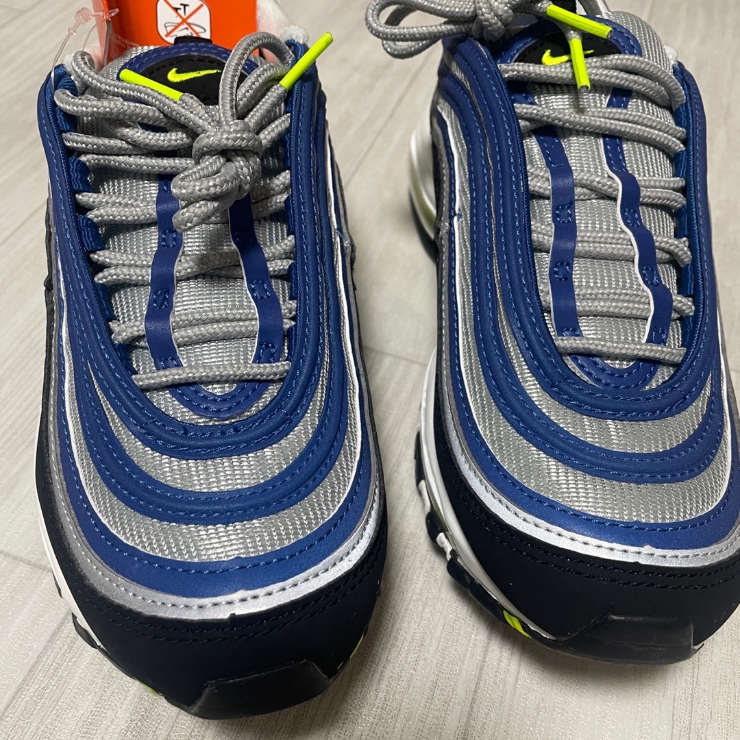 (W) Nike Air Max 97 OG Atlantic Blue and Voltage Yellow 착용 스타일 - 2