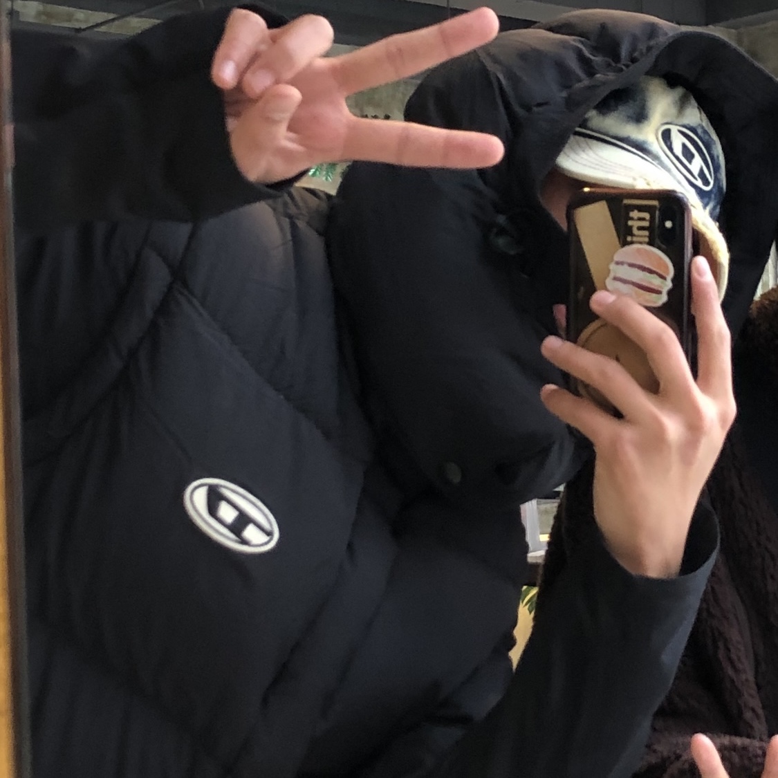 Diesel C-Seymon Treated Denim Baseball Cap Blue White, Diesel Polygiene Viraloff Rolf Real Down Vest Black 착용 스타일 - 3